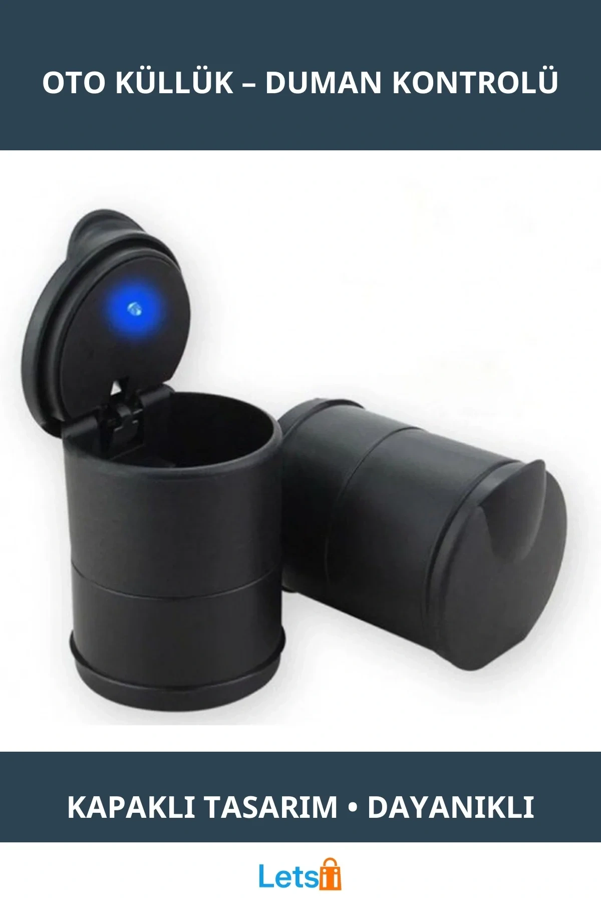 Işıklı Küllük Dayanıklı Kapaklı Yanmaz Plastik 6.5x6.5x9.2cm