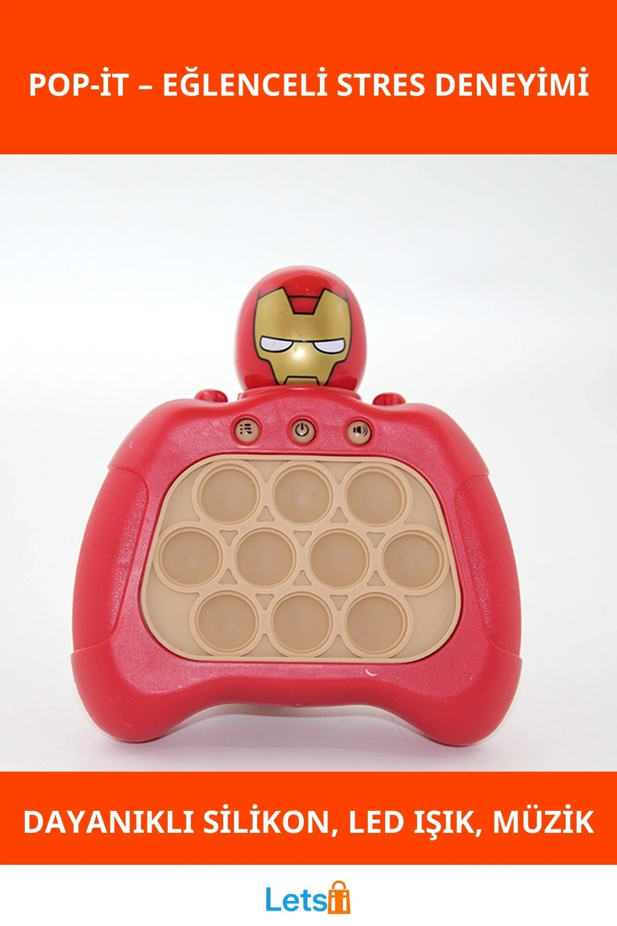 Işıklı Müzikli Iron Man Pop It Stres Azaltıcı Oyun Amacıyla Tasarlanmış