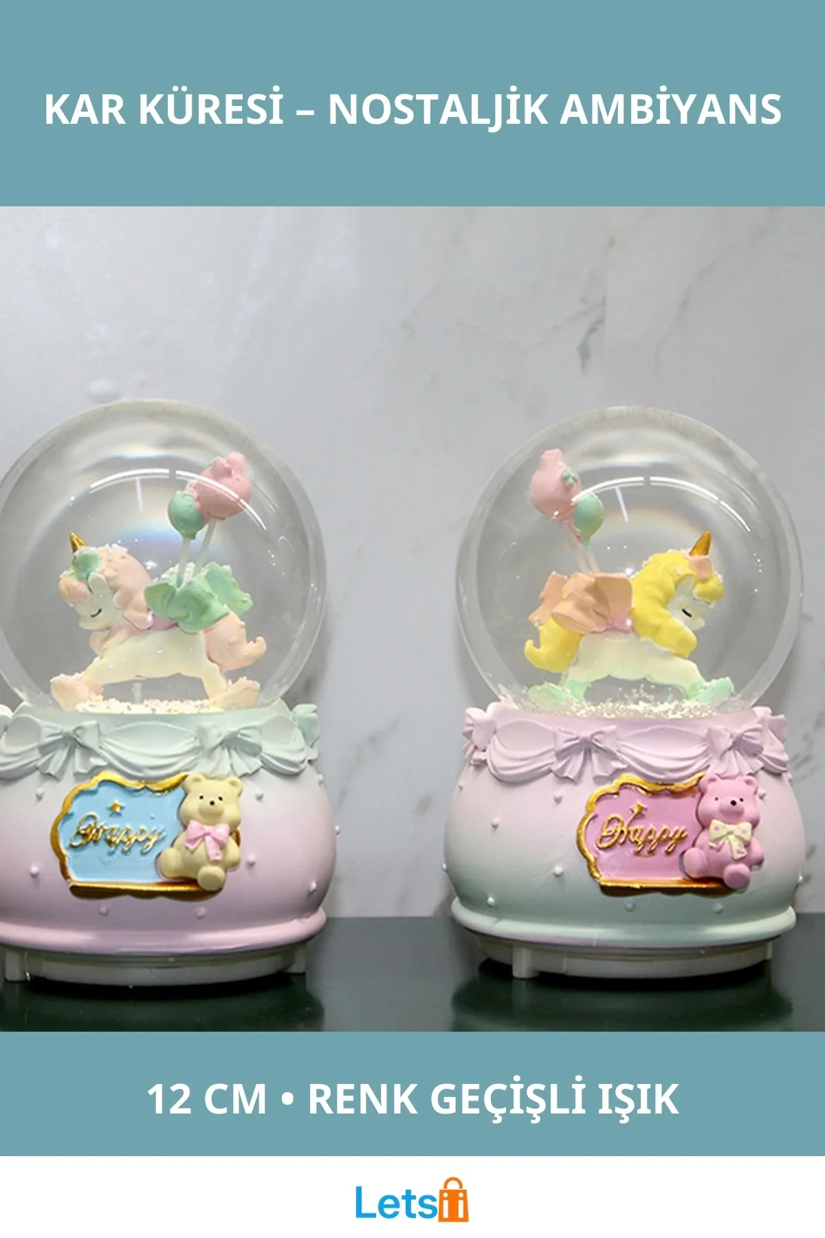 Işıklı Müzikli Kar Küresi 12 cm Orta Boy Dekoratif Figür