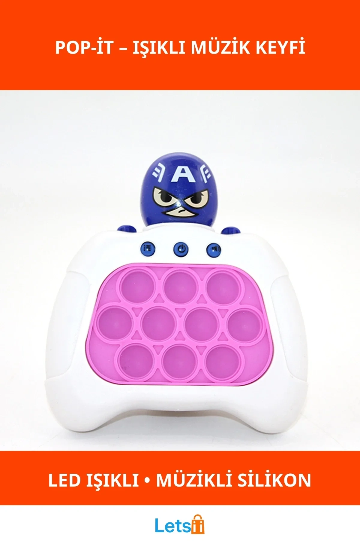 Işıklı Müzikli Pop It Captain America Süper Kahraman Tasarımlı Oyun