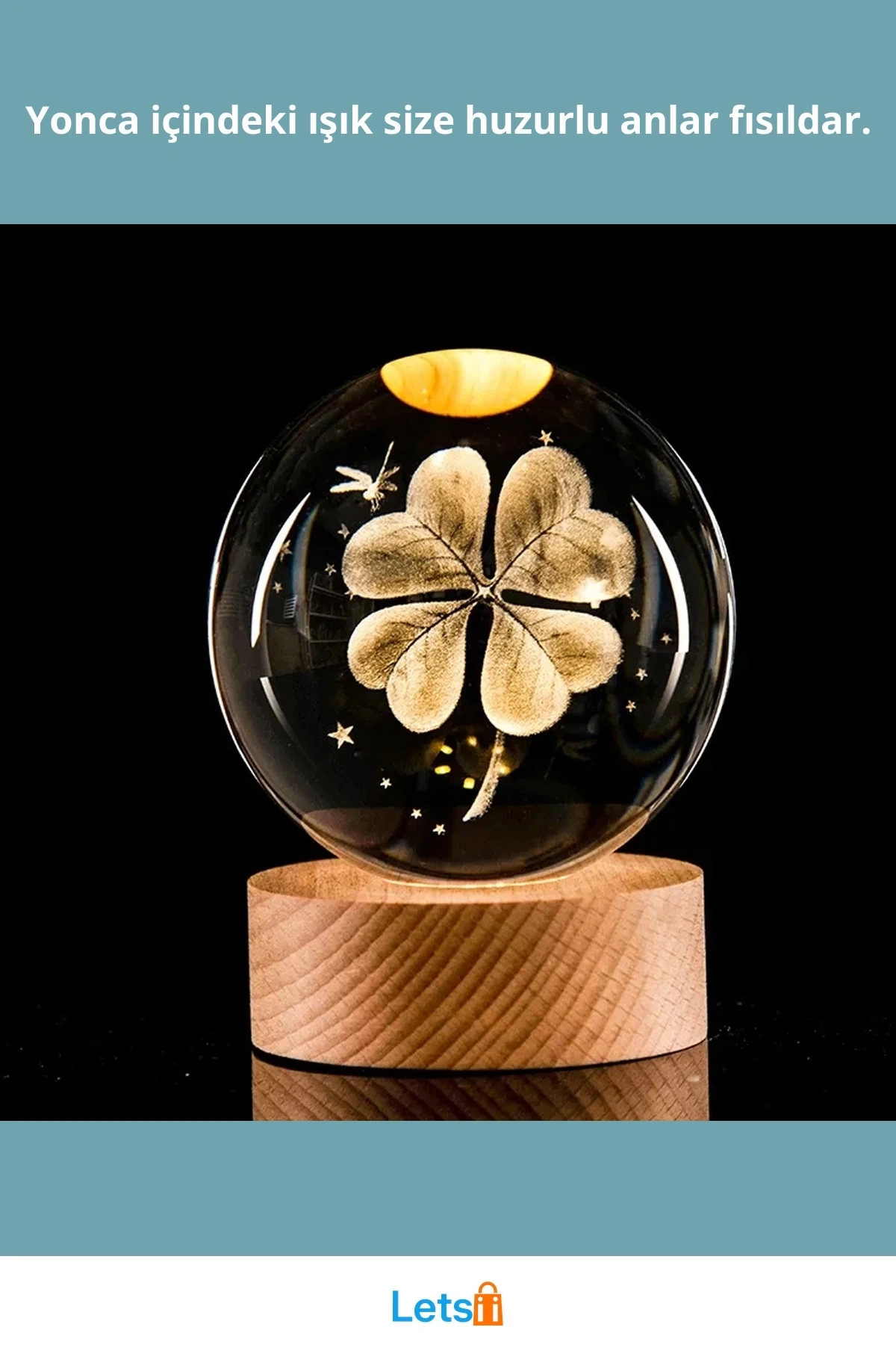 Işıklı Yonca Tasarımlı Şık Cam Küre 6 cm