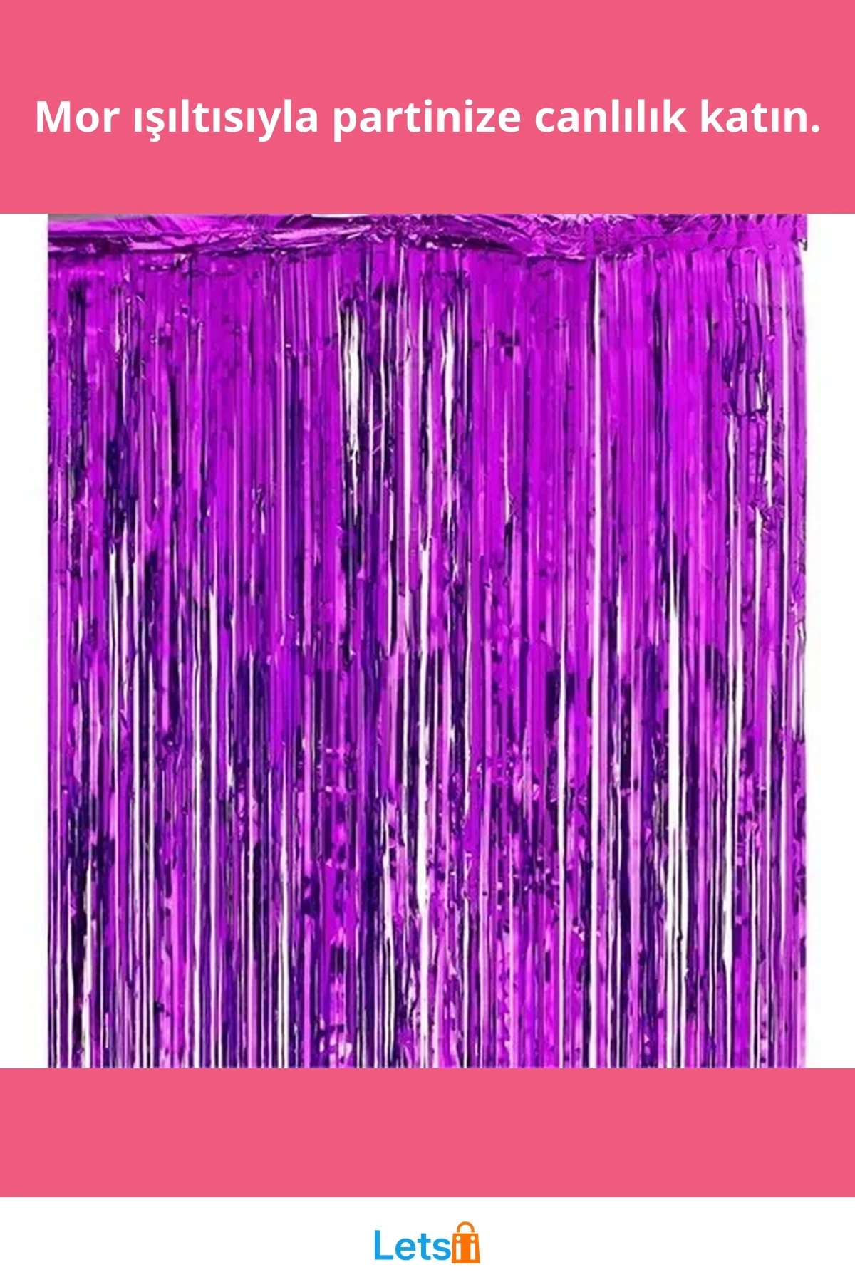 Işıltılı Mor Duvar ve Kapı Perdesi 2 Adet