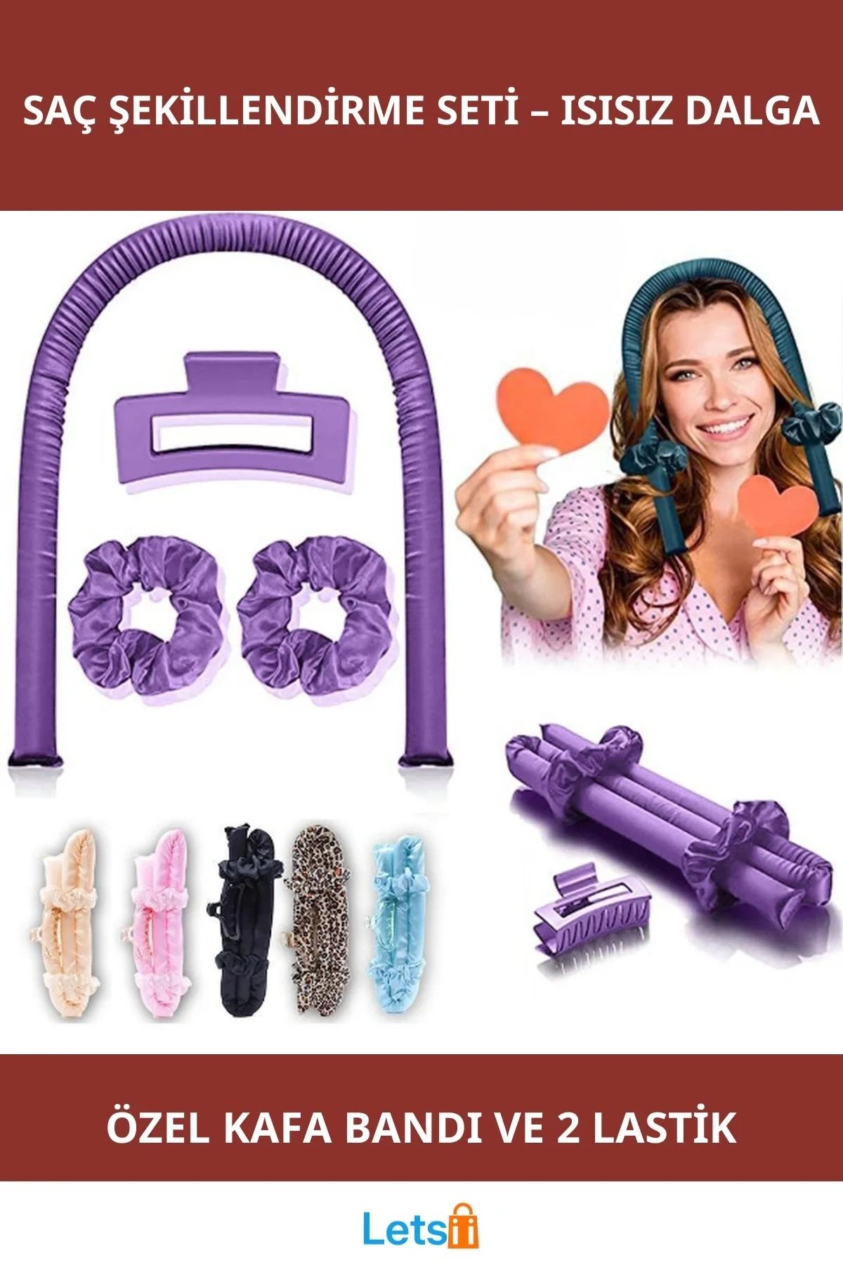 Isısız Saç Şekillendirme Kafa Bandı ve Lastik Seti