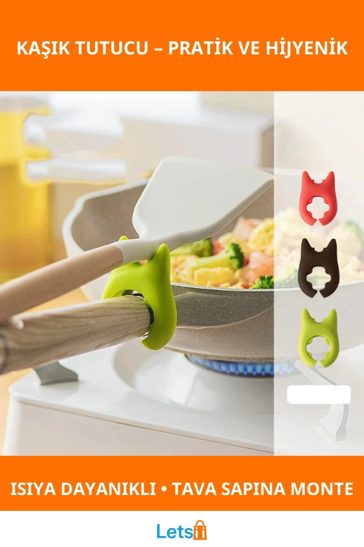 Isıya Dayanıklı Renkli Silikon Tava Tencere Kaşık Tutucu