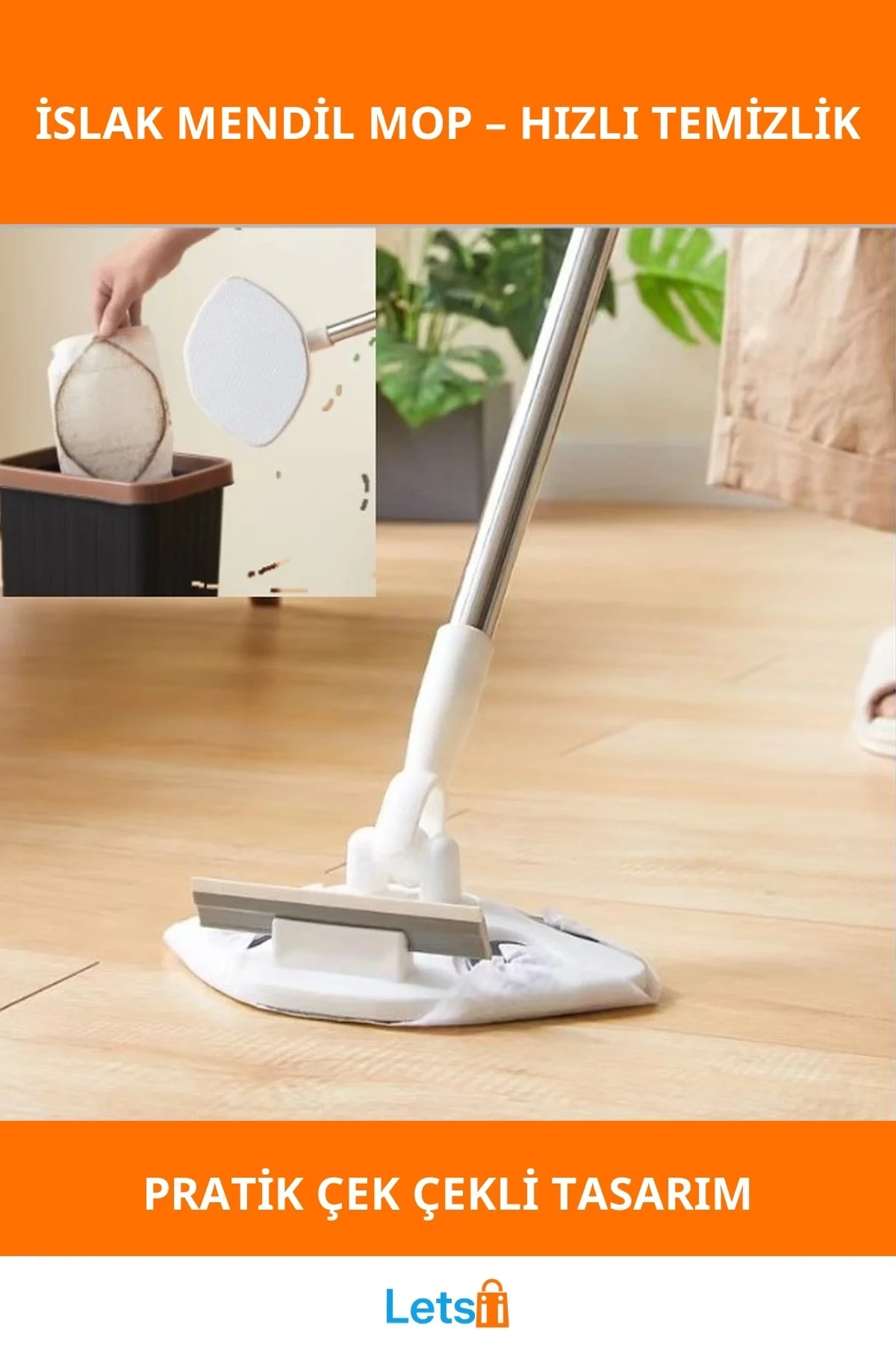 Islak Mendil Uyumlu Pratik Çek Çekli Mop