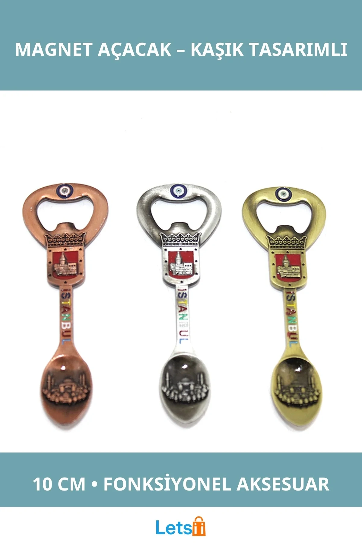 İstanbul Temalı Metal Magnet Açacak Kaşık 10 cm