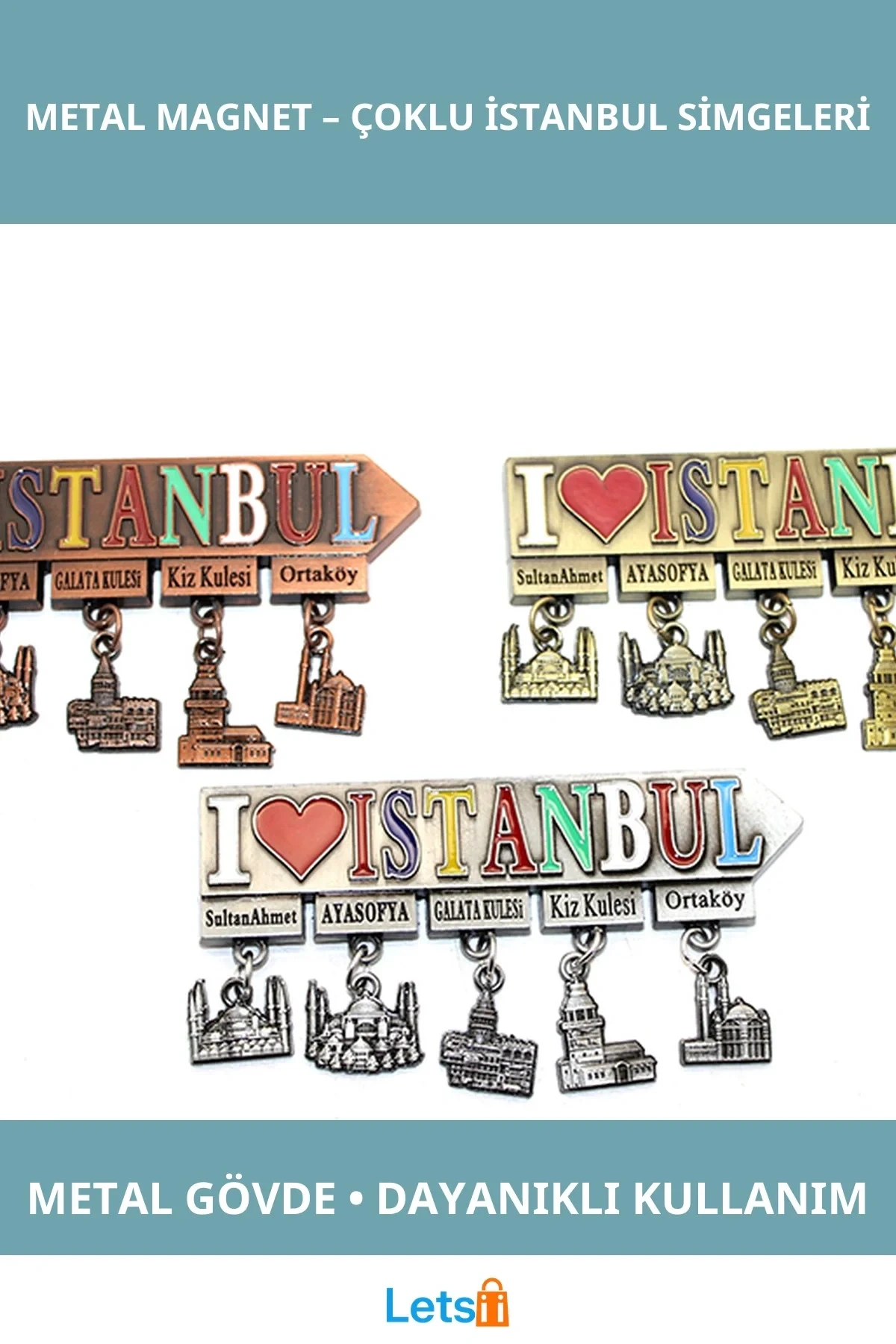İstanbul Temalı Metal Magnet Sultanahmet, Ayasofya, Galata ve Kız Kulesi Tasarımlı