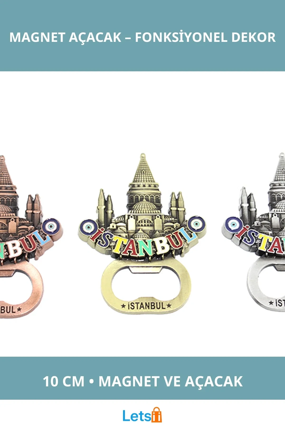 İstanbul Temalı Metal Magnet ve Açacak 10 cm
