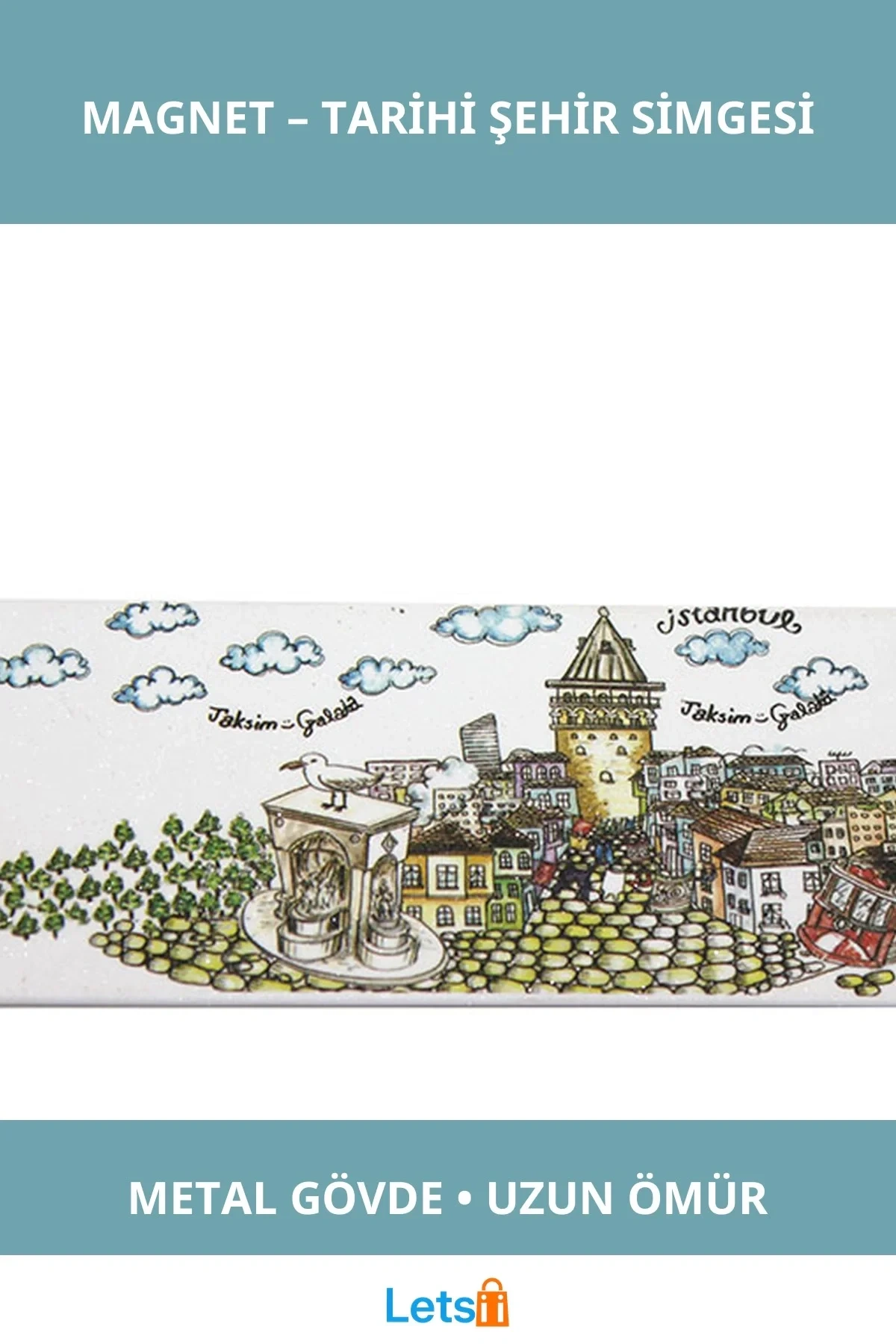 İstanbul Temalı Modern Metal Buzdolabı Magneti