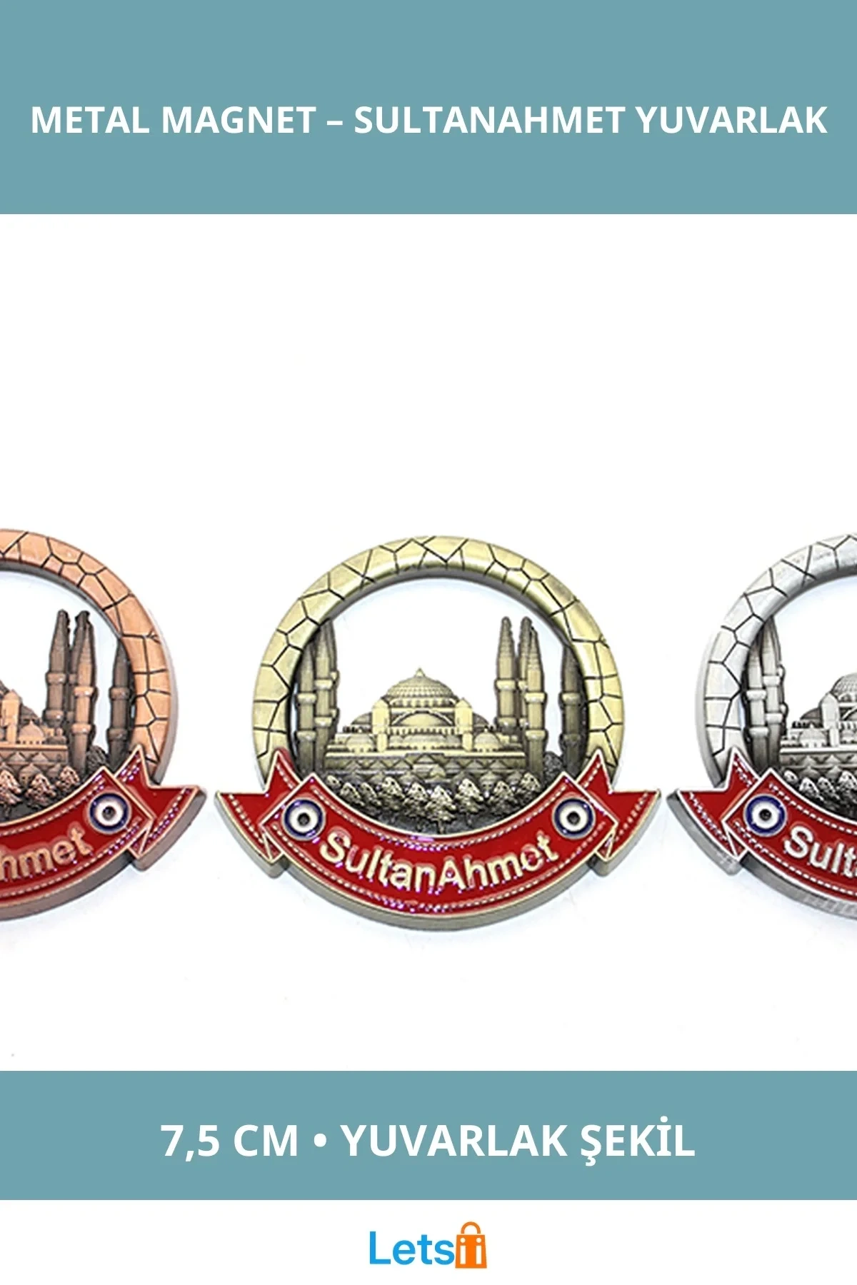 İstanbul Temalı Yuvarlak Metal Magnet Sultanahmet Camii 7.5cm