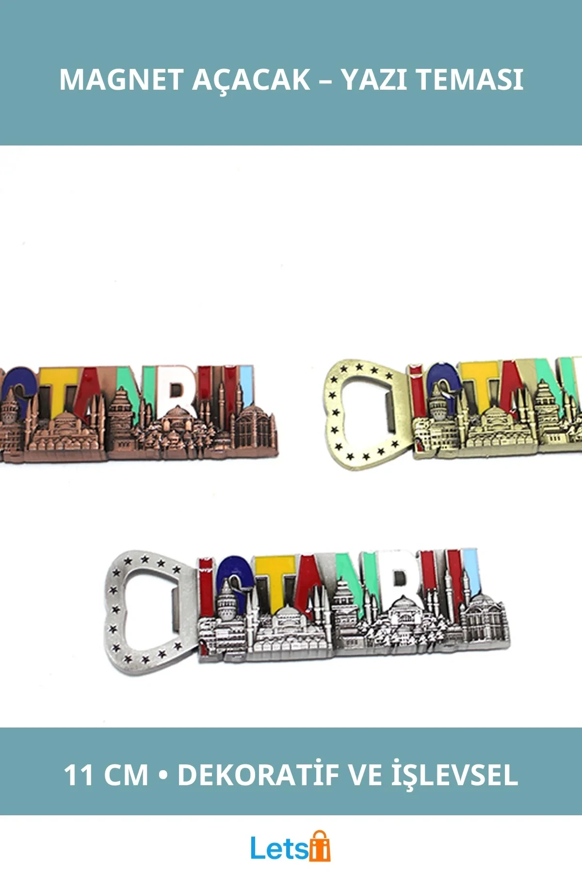 İstanbul Yazısı Metal Magnet ve Açacak 11cm