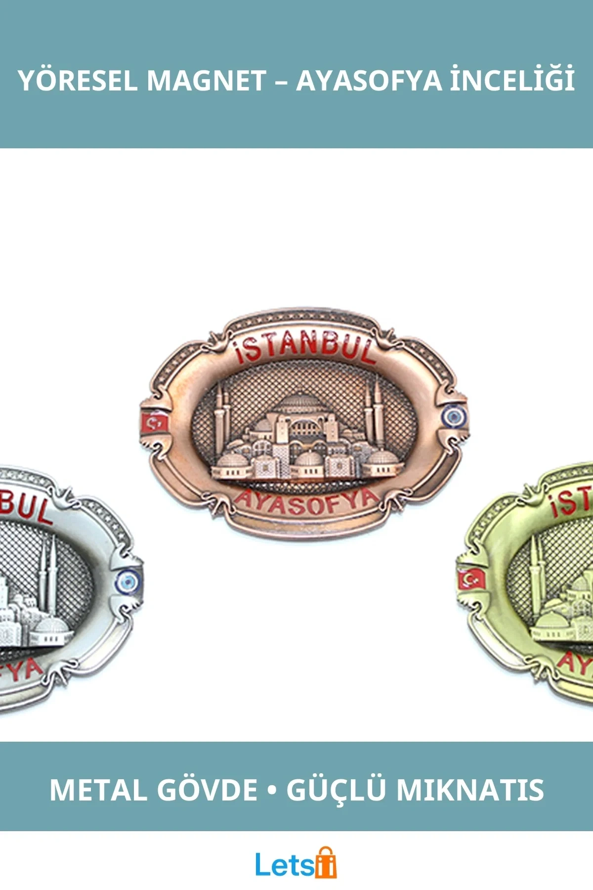 İstanbul Yöresel Magnet Ayasofya Tasarımlı Metal Dekoratif