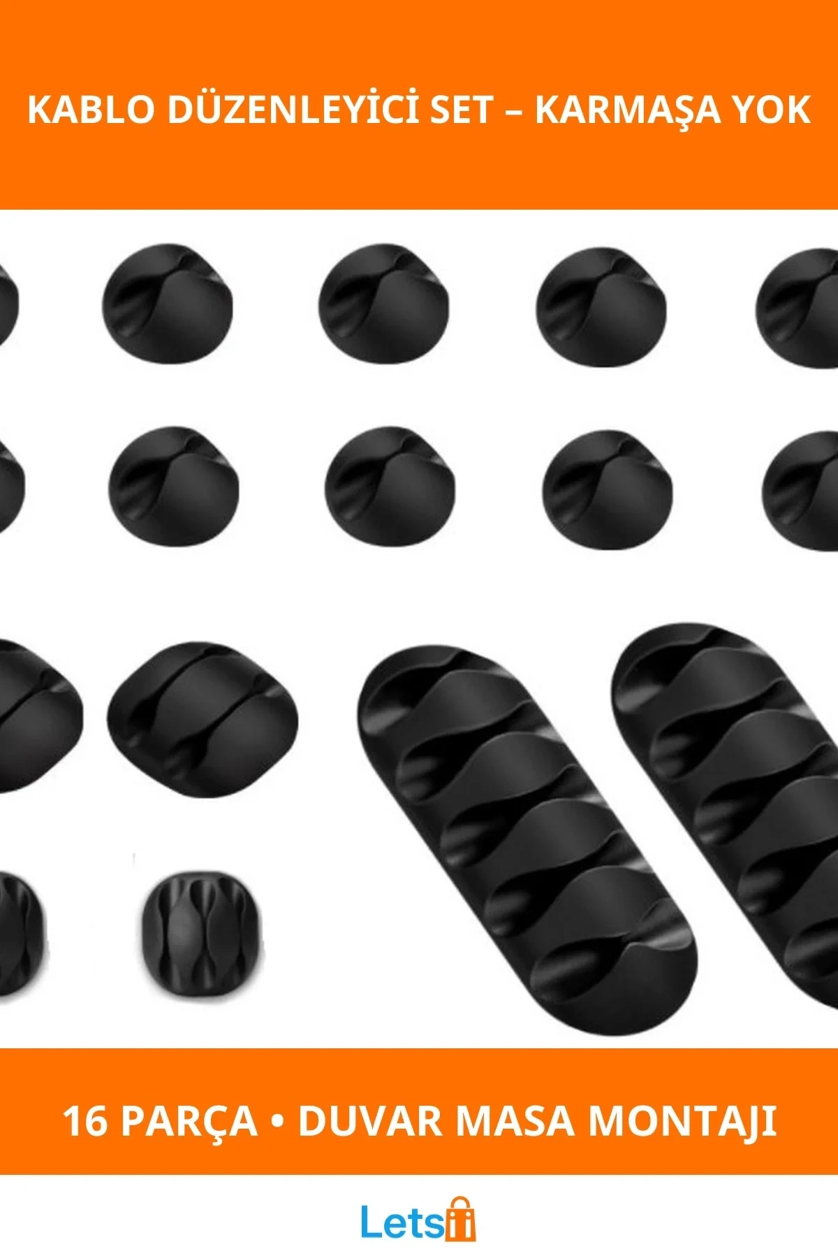 Kablo Düzenleyici Silikon 16 Parça Set Ev Ofis Kullanımı