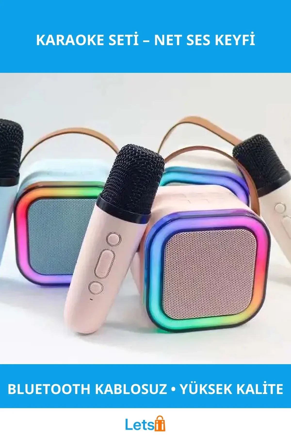 Kablosuz Bluetooth Mikrofon Hoparlör Yüksek Sesli Karaoke Seti