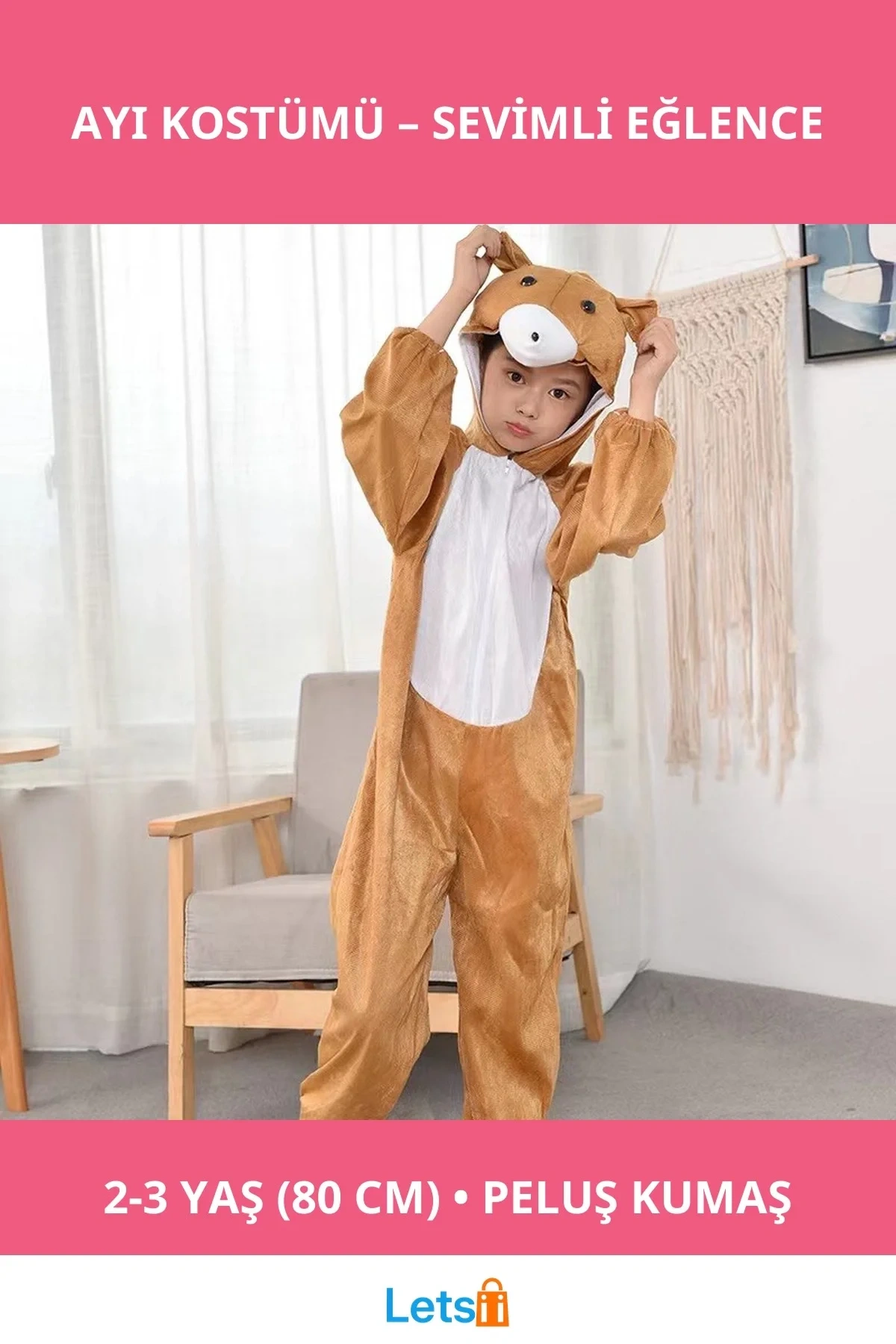 Kahverengi Peluş Çocuk Ayı Kostümü 2 3 Yaş