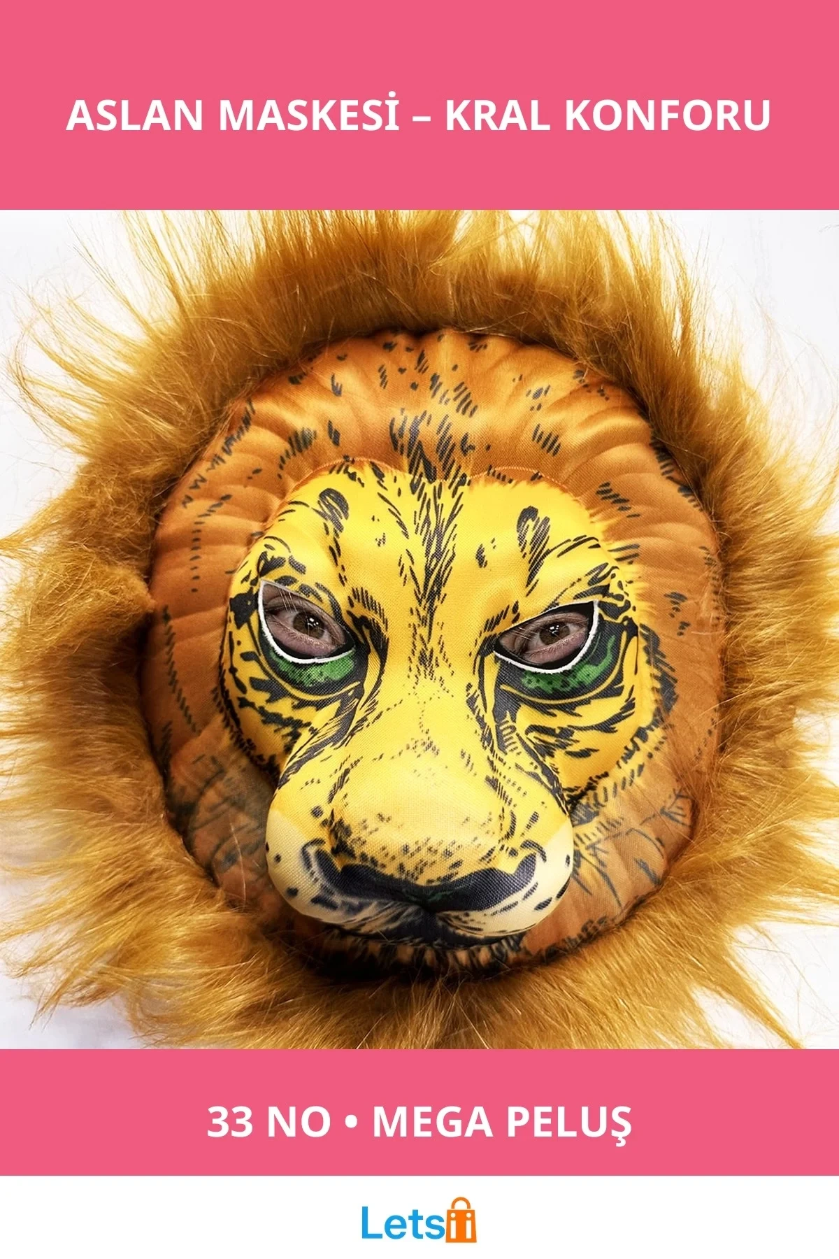 Kahverengi Yeleli Mega Peluş Aslan Maskesi 33 No