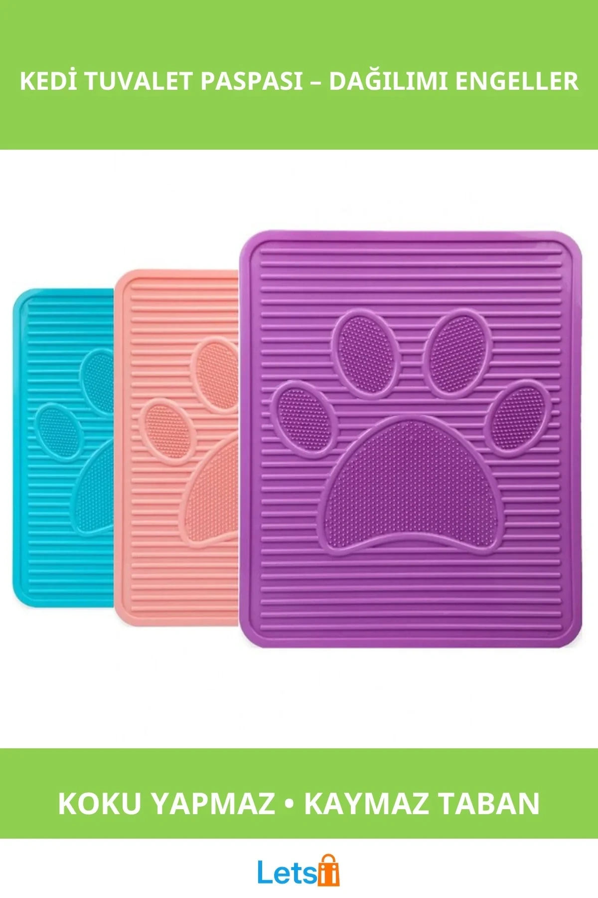 Kaliteli Plastik Kedi Tuvalet Paspası 51,5 x 42,5 cm Koku Yapmaz