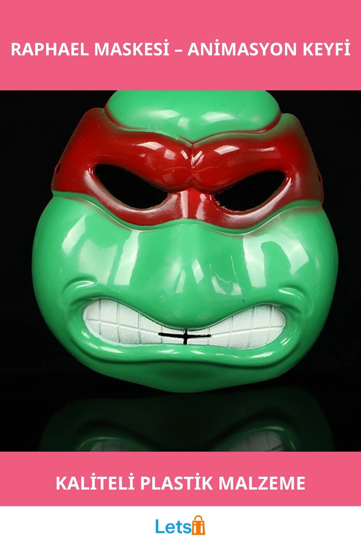 Kaliteli Plastikten Üretilmiş Ninja Kaplumbağalar Raphael Maskesi