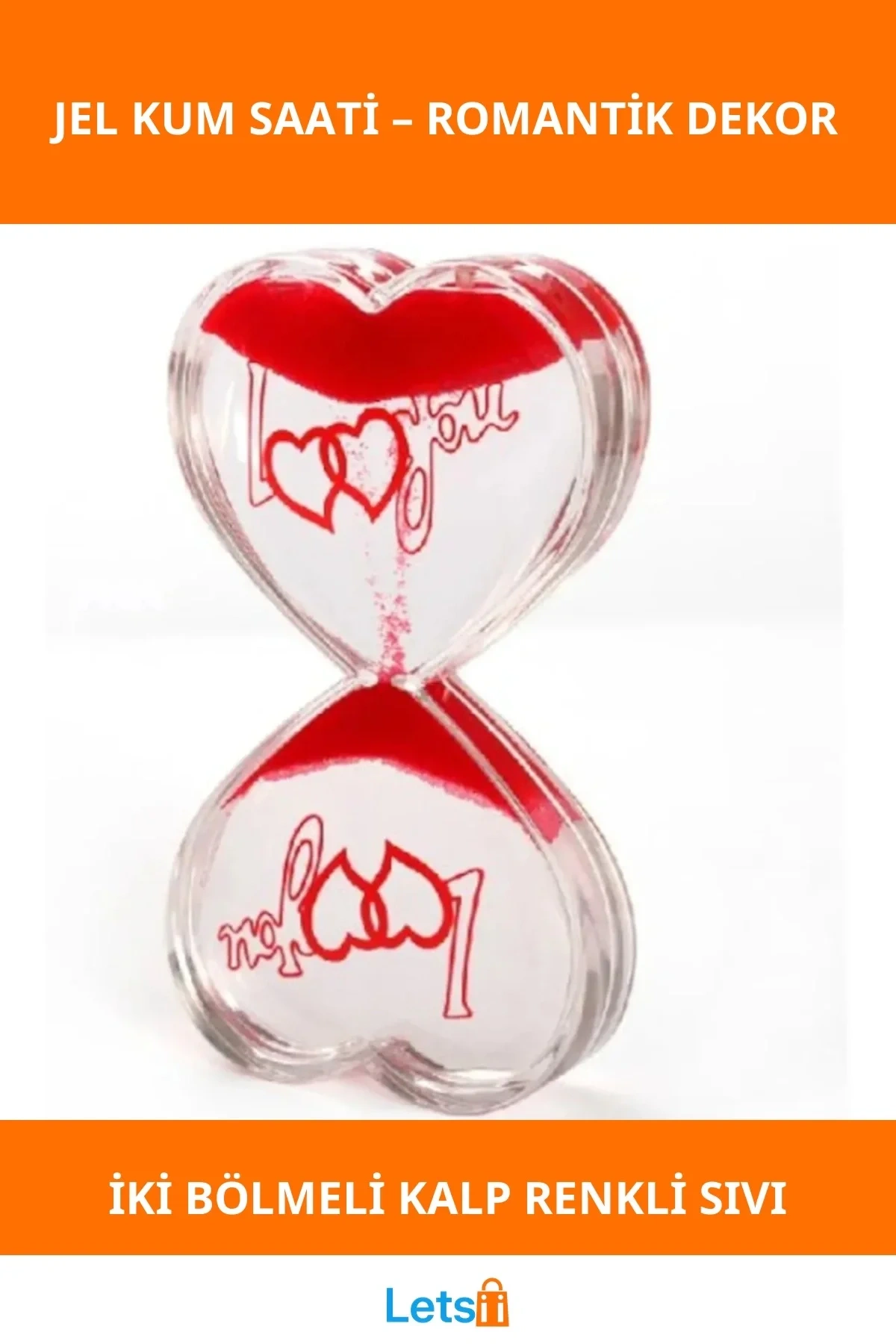 Kalp Şeklinde Romantik Dekoratif Jel Kum Saati