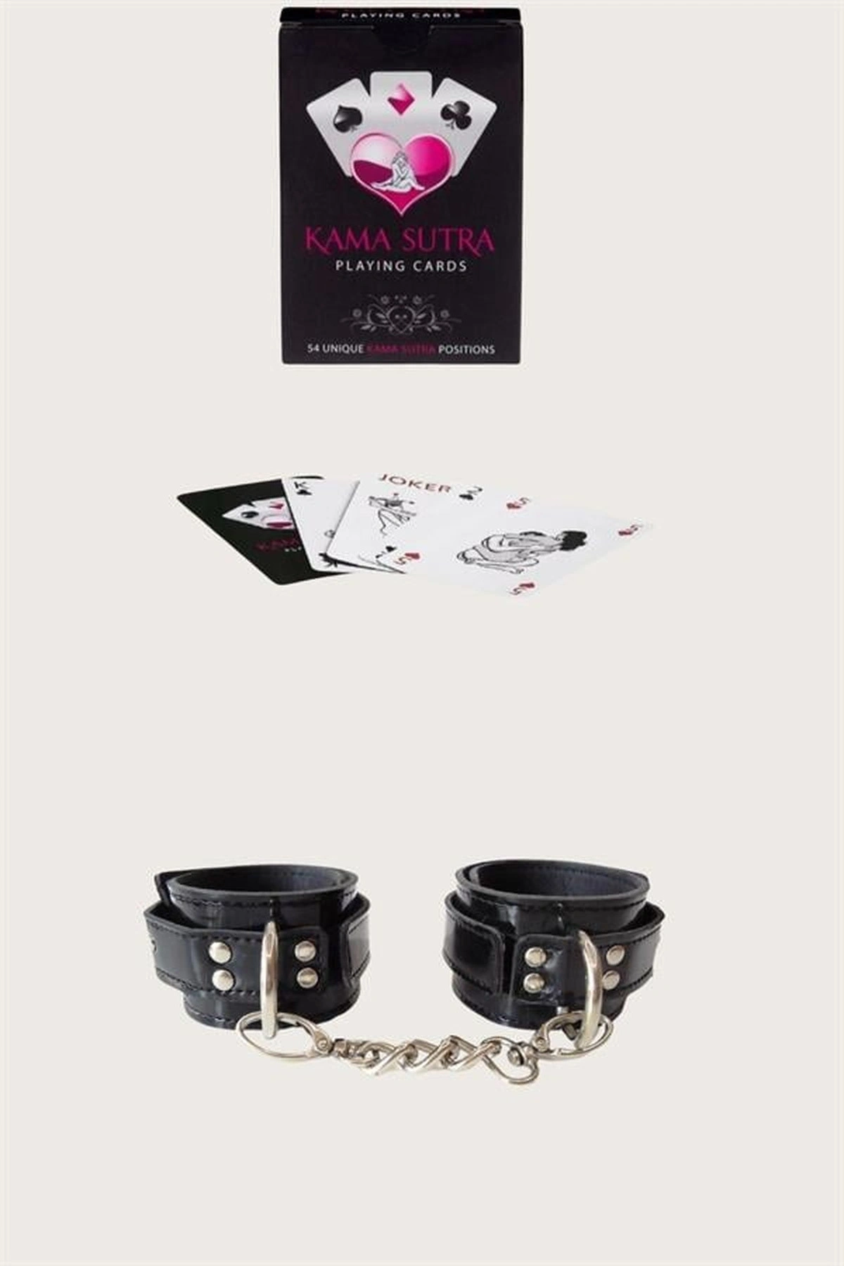Kama Sutra Pozisyonlu Oyun Kartı Kelepçe Seti Siyah Renk
