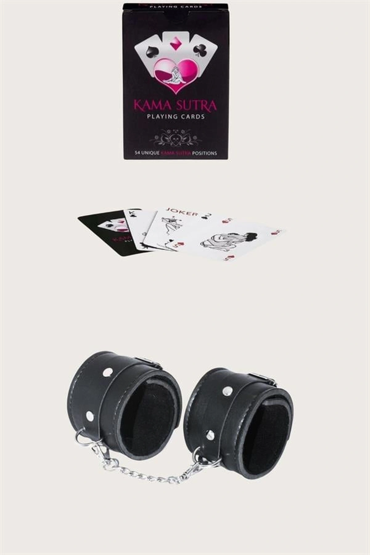 Kama Sutra Pozisyonlu Oyun Kartı Kelepçe Seti Siyah Renk