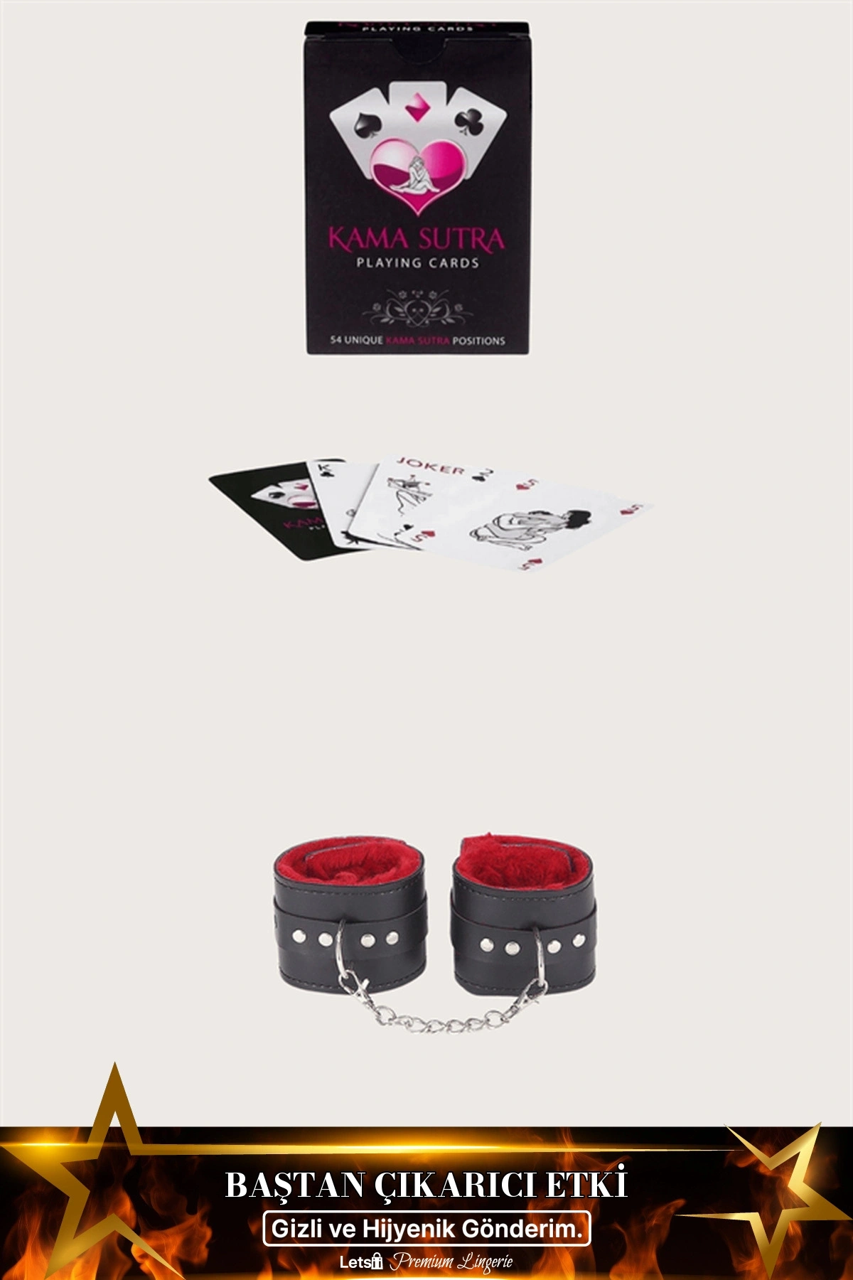Kama Sutra Pozisyonlu Oyun Kartı Siyah Kelepçe Seti Standart Renk
