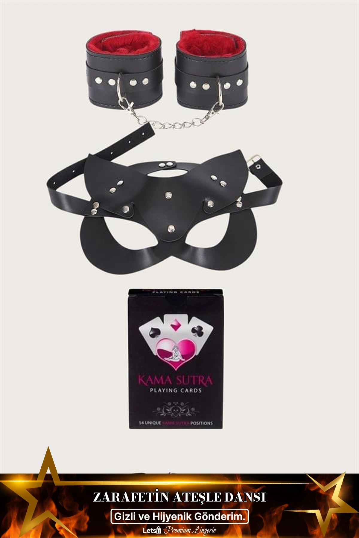 Kama Sutra Temalı Oyun Kartı Kelepçe Maske Seti Standart Renk