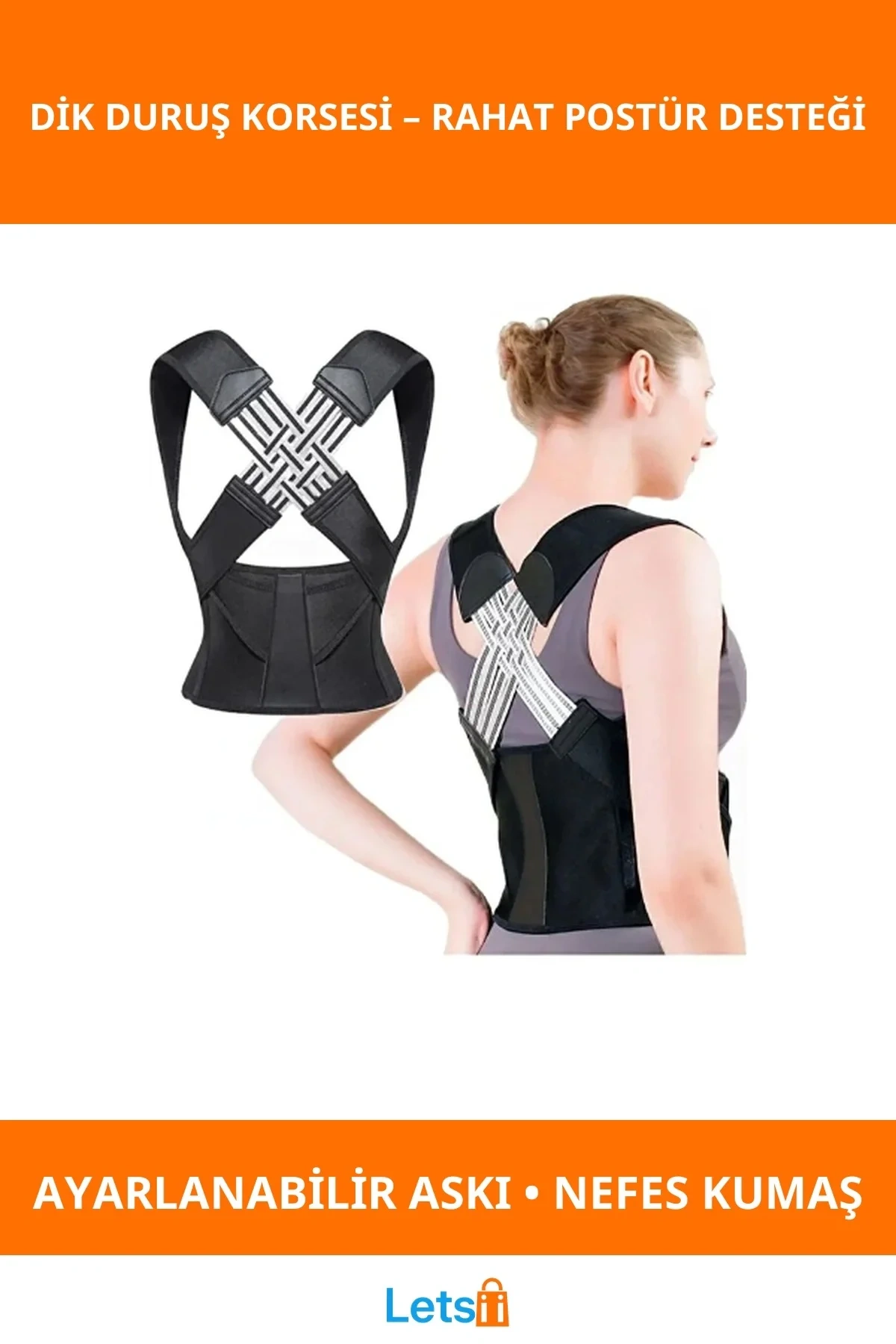 Kamburluk Önleyici Ayarlanabilir Dik Duruş Korsesi