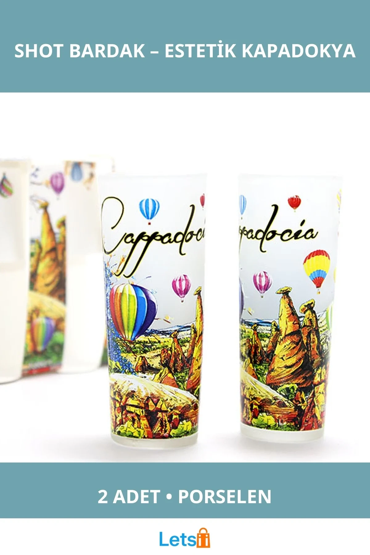 Kapadokya Tasarımlı Porselen Yöresel Shot Bardak 2 Adet