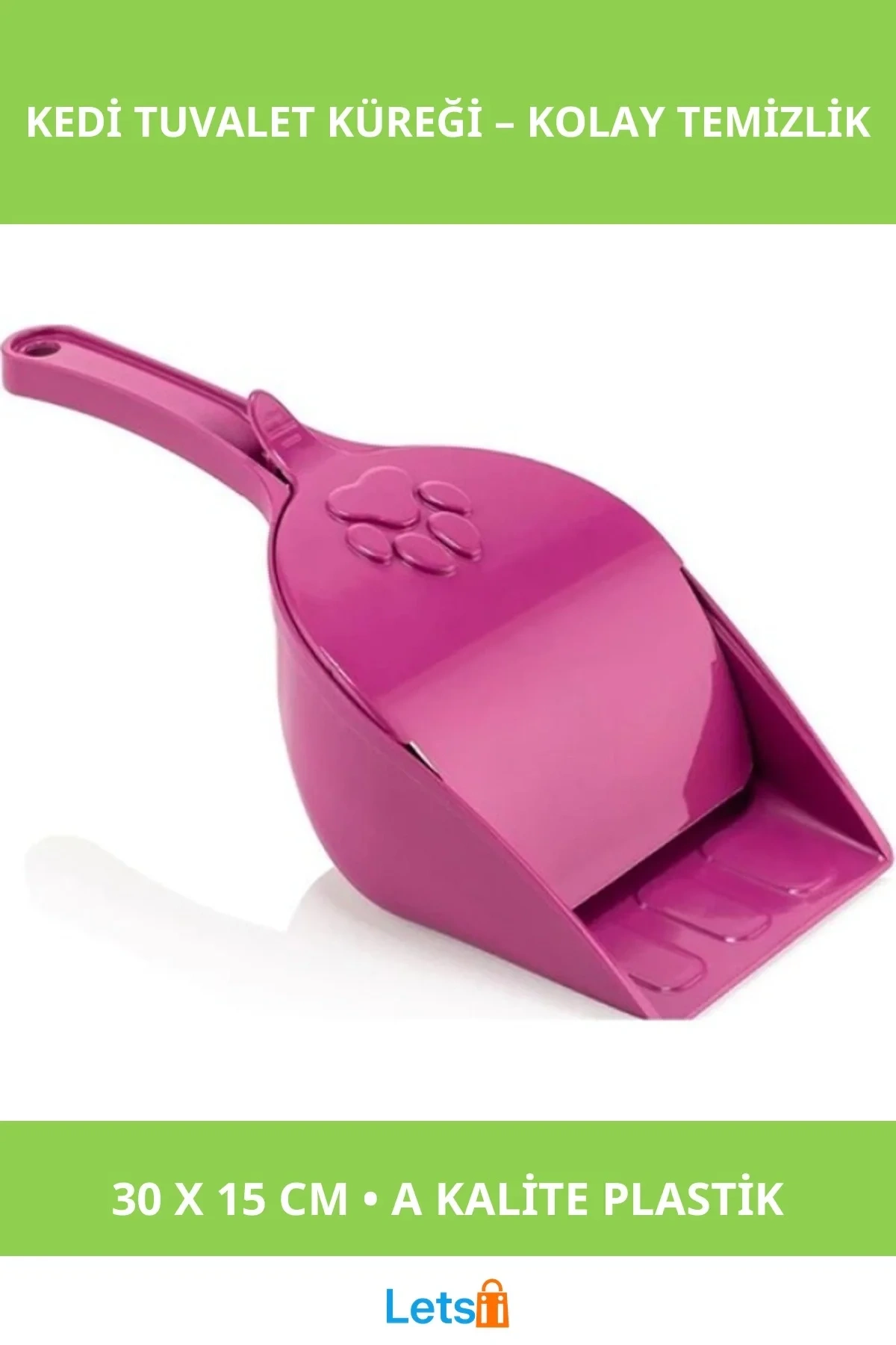 Kapaklı Kedi Tuvalet Küreği Kolay Temizleme için A Kalite Plastik 30x15cm