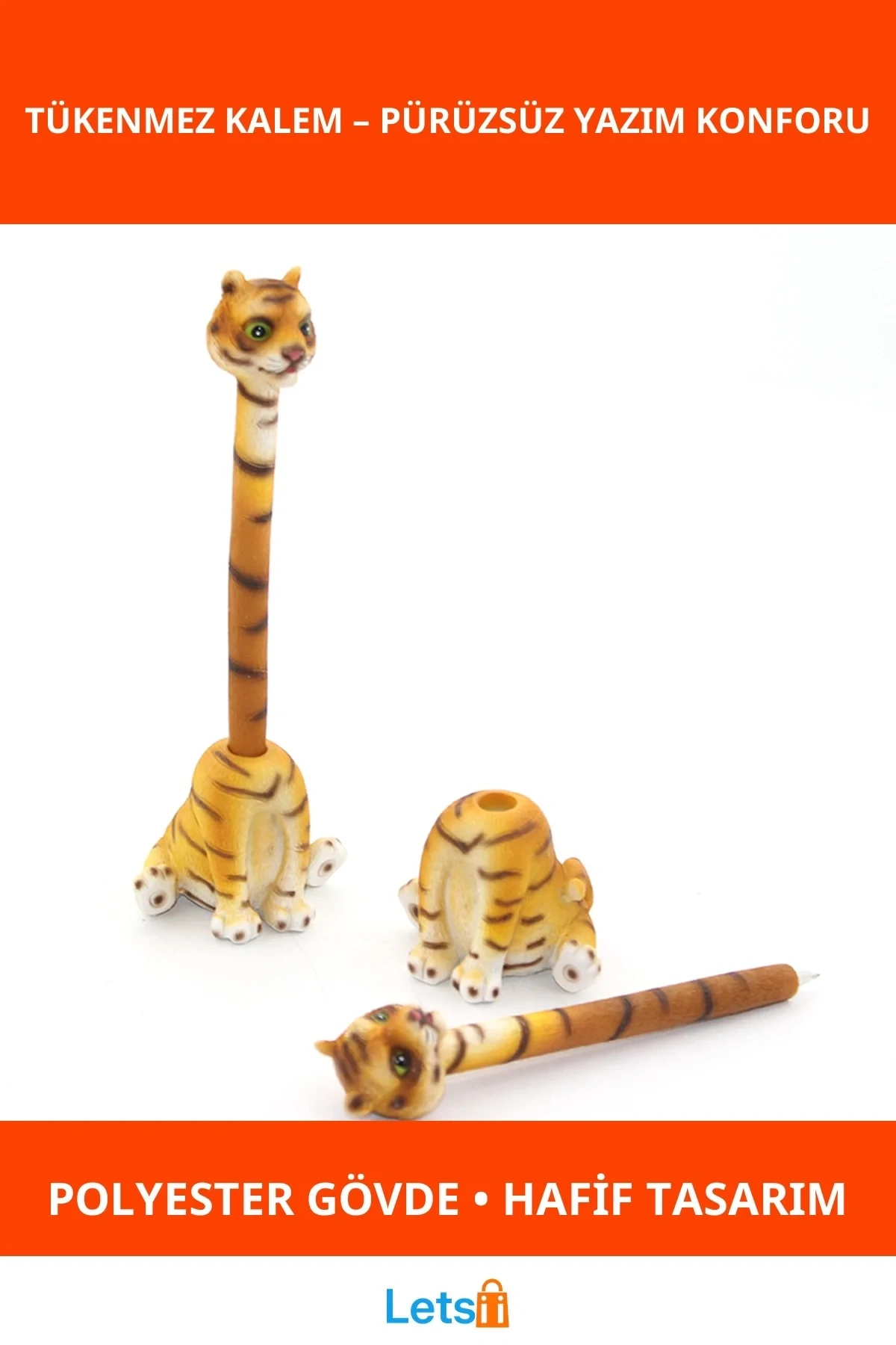 Kaplan Figürlü Dayanıklı Polyester Tükenmez Kalem