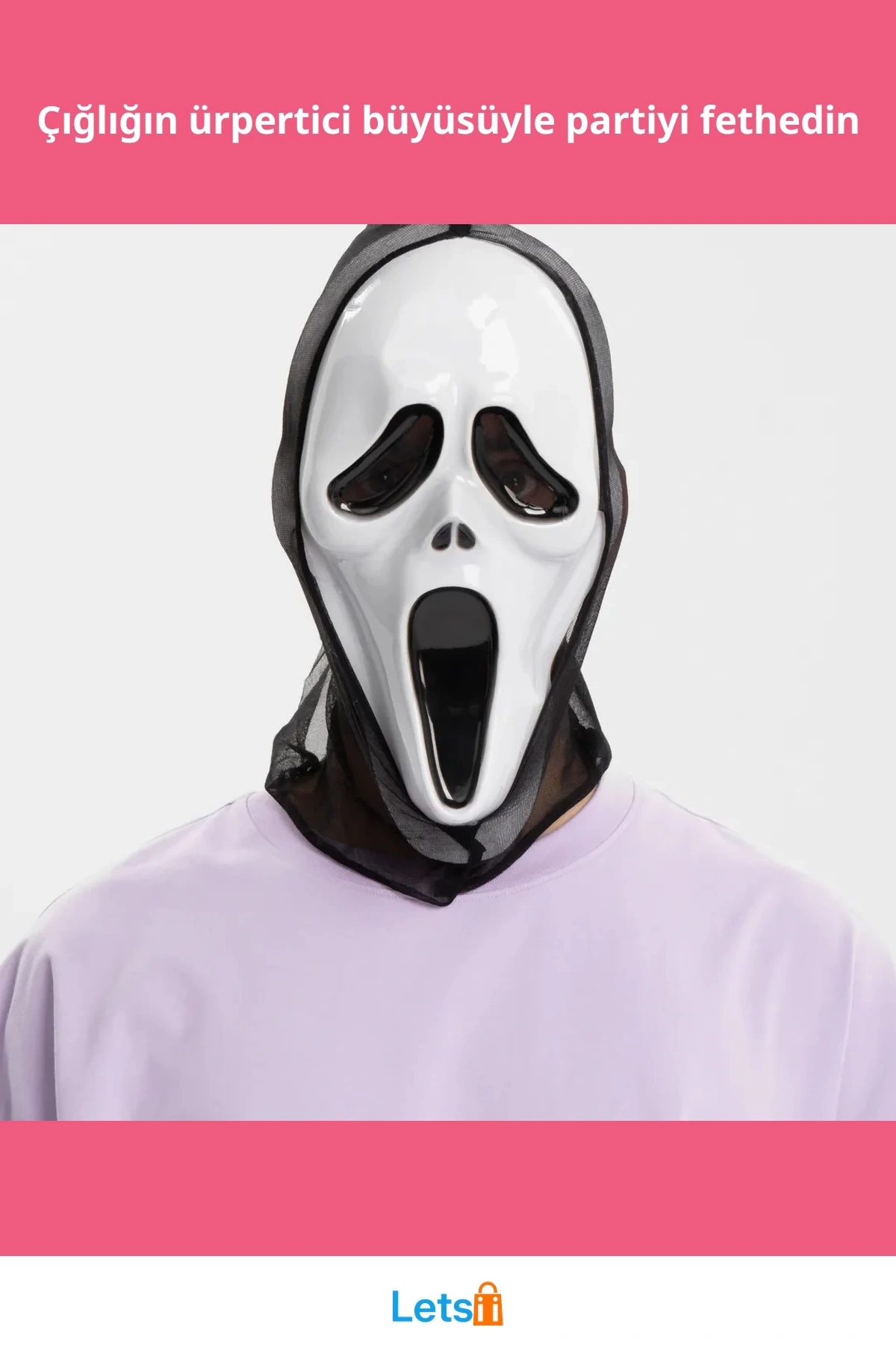Kapşonlu Çığlık Maskesi Scream 33x21 cm Korku Aksesuvarı