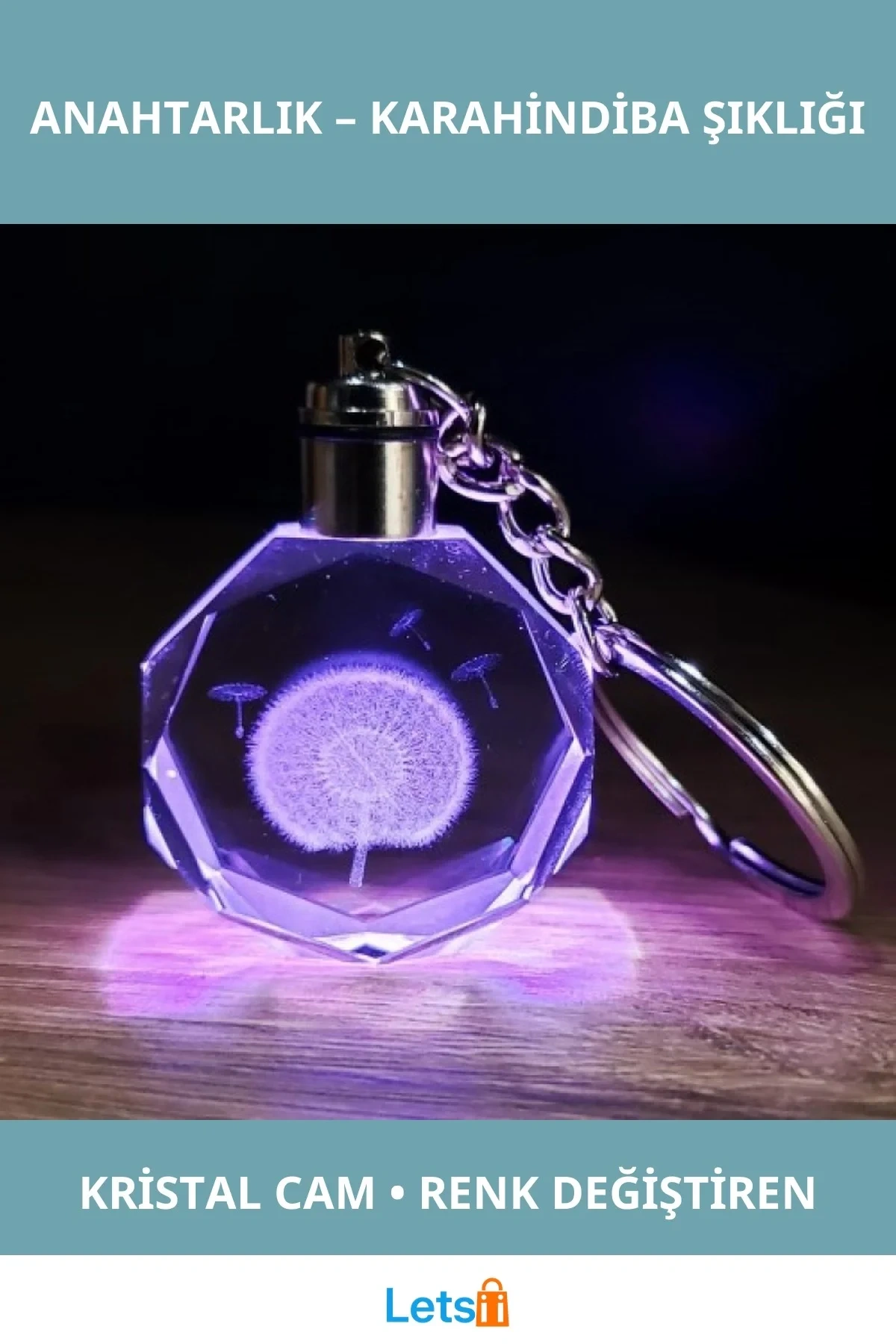 Karahindiba Temalı Renk Değiştiren Işıklı Anahtarlık 10 cm