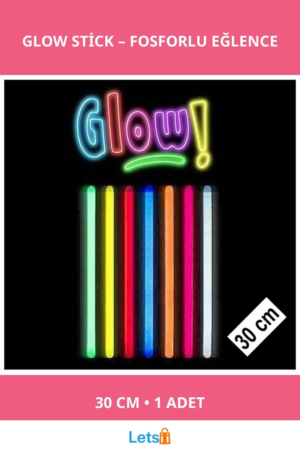 Karanlıkta Parlayan Fosforlu Glow Stick Kalın Çubuk 30 cm 1 Adet
