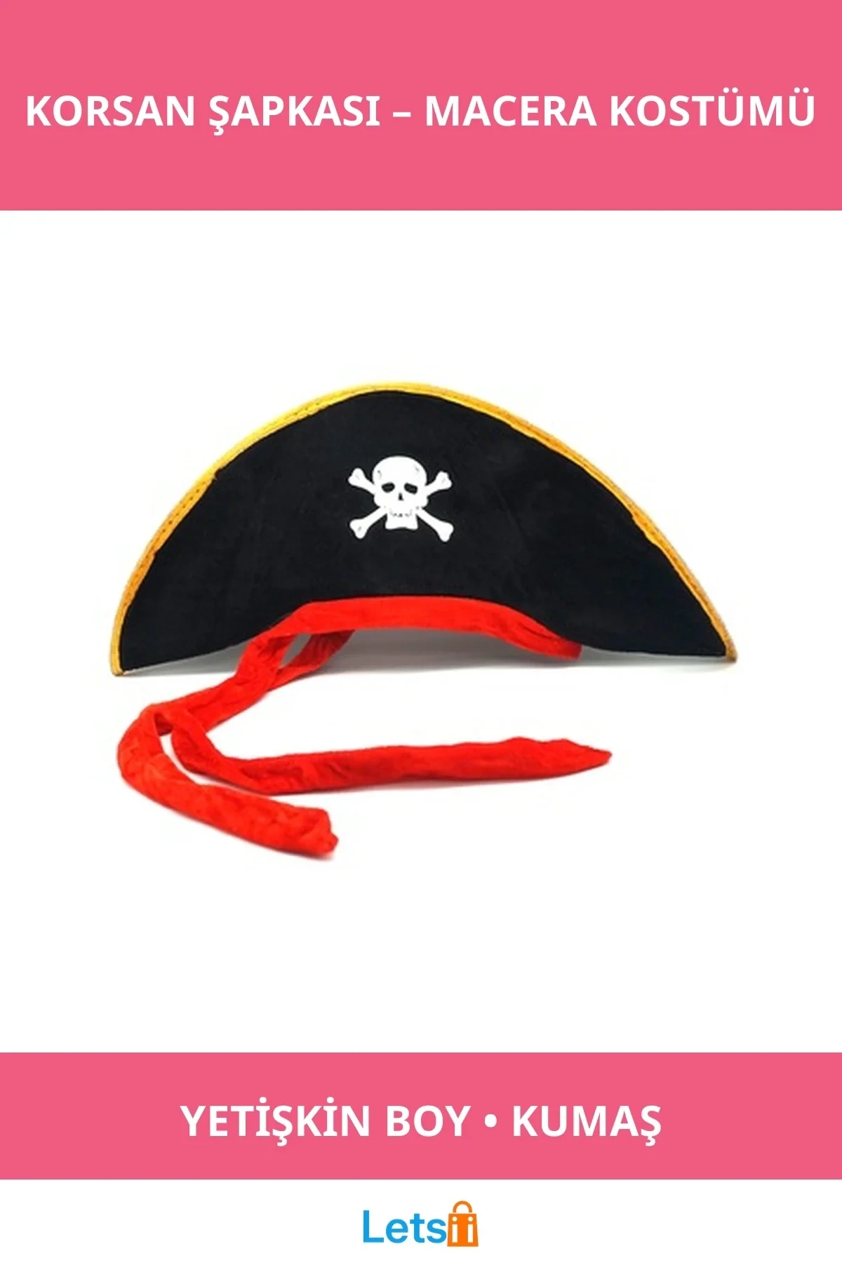 Karayip Korsanları Kaptan Jack Kumaş Korsan Şapkası Yetişkin