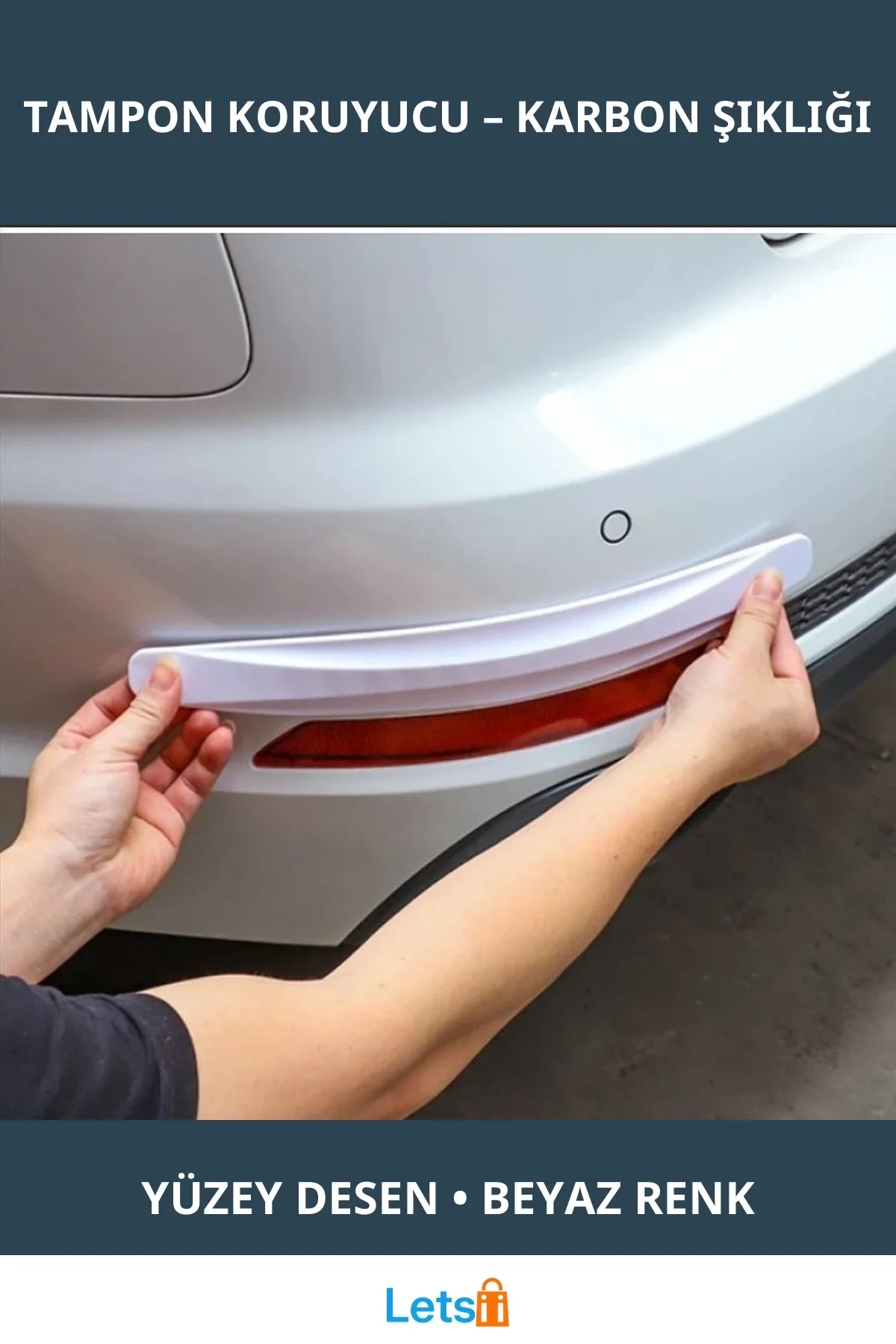 Karbon Desenli Beyaz Araba Tampon Koruyucu