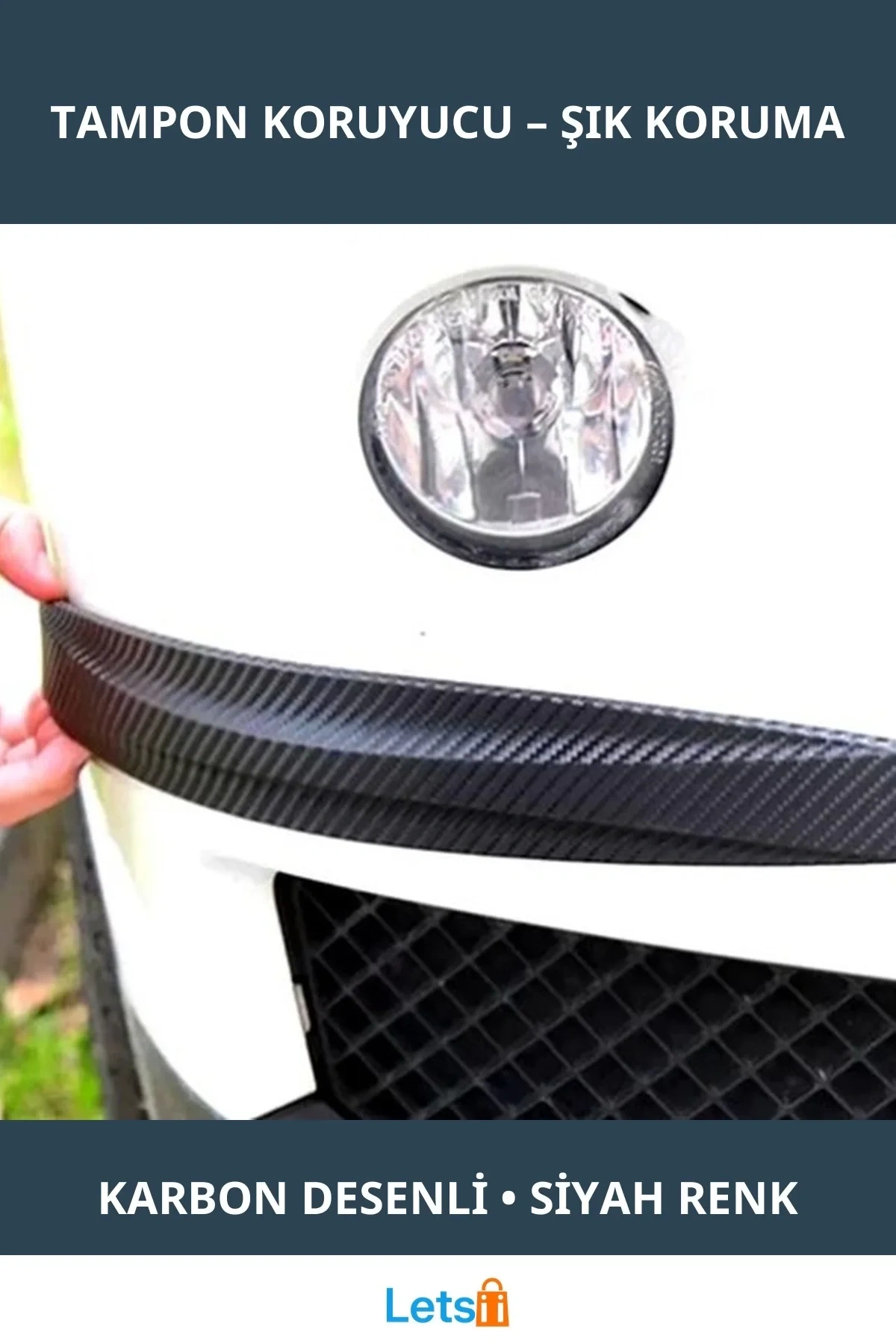 Karbon Desenli Siyah Araba Tampon Koruyucu Darbe Emici
