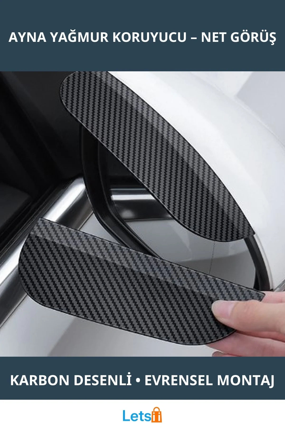 Karbon Desenli Su Geçirmez Araba Ayna Yağmur Koruyucu Siper
