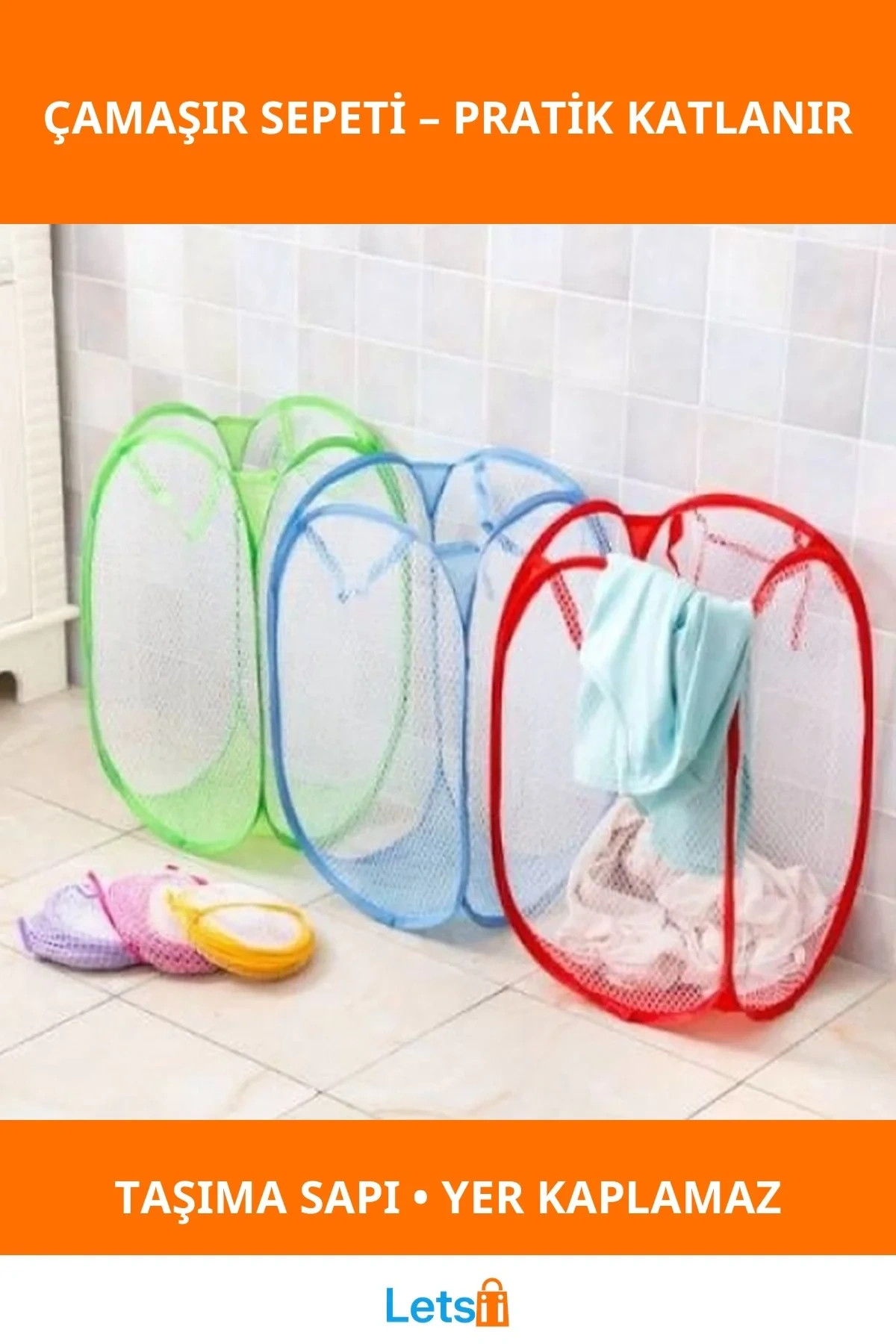 Katlanabilir File Çamaşır Sepeti Pratik ve Taşınabilir