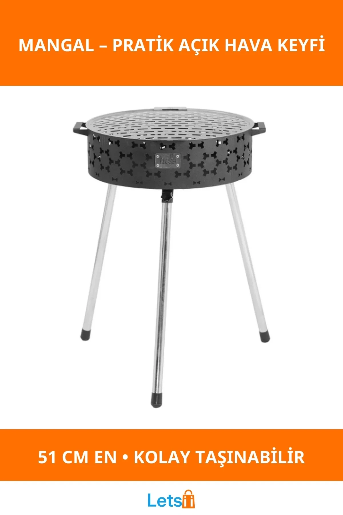 Katlanabilir Lüks Mangal No 3 Büyük Boy Dayanıklı Piknik Mangal