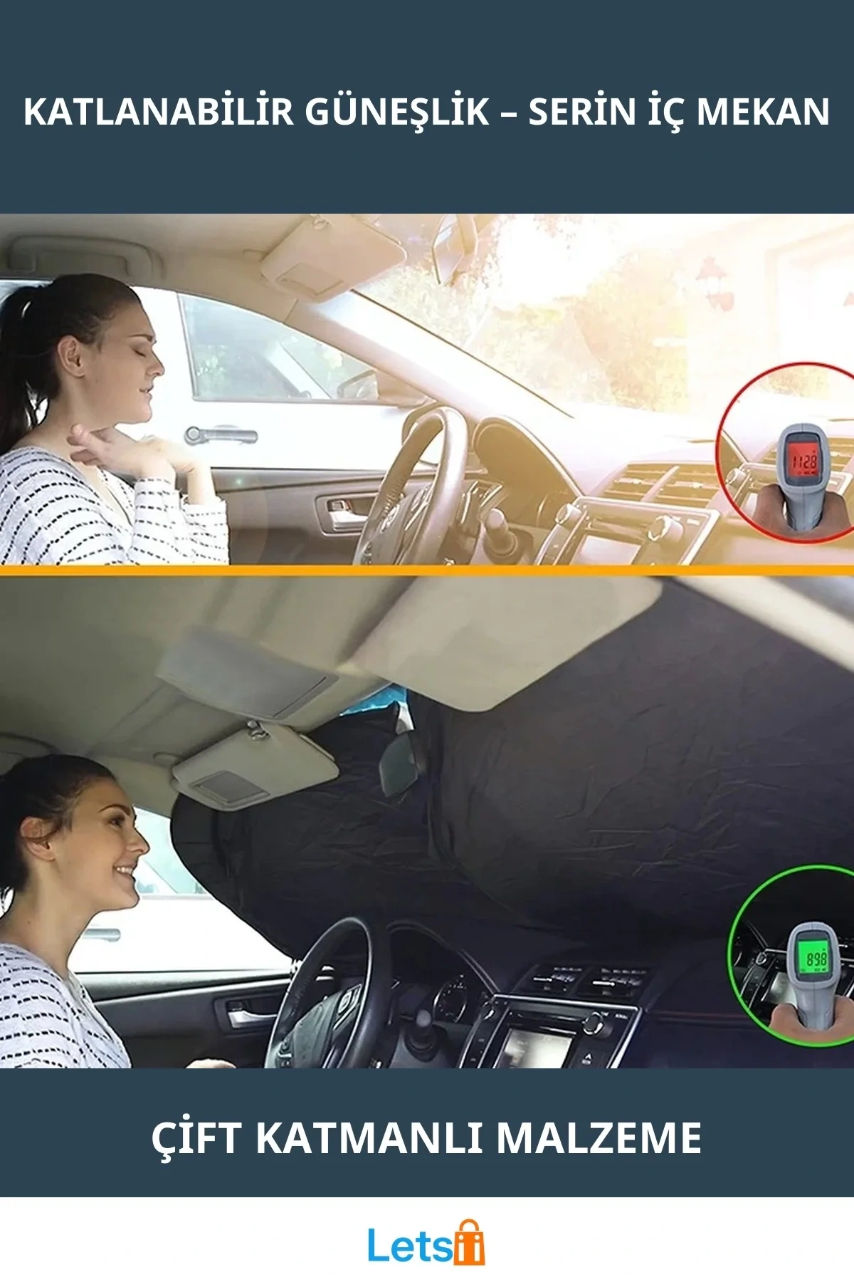 Katlanabilir Ön Cam Araba Güneşliği UV Koruma ile Serin Tutma