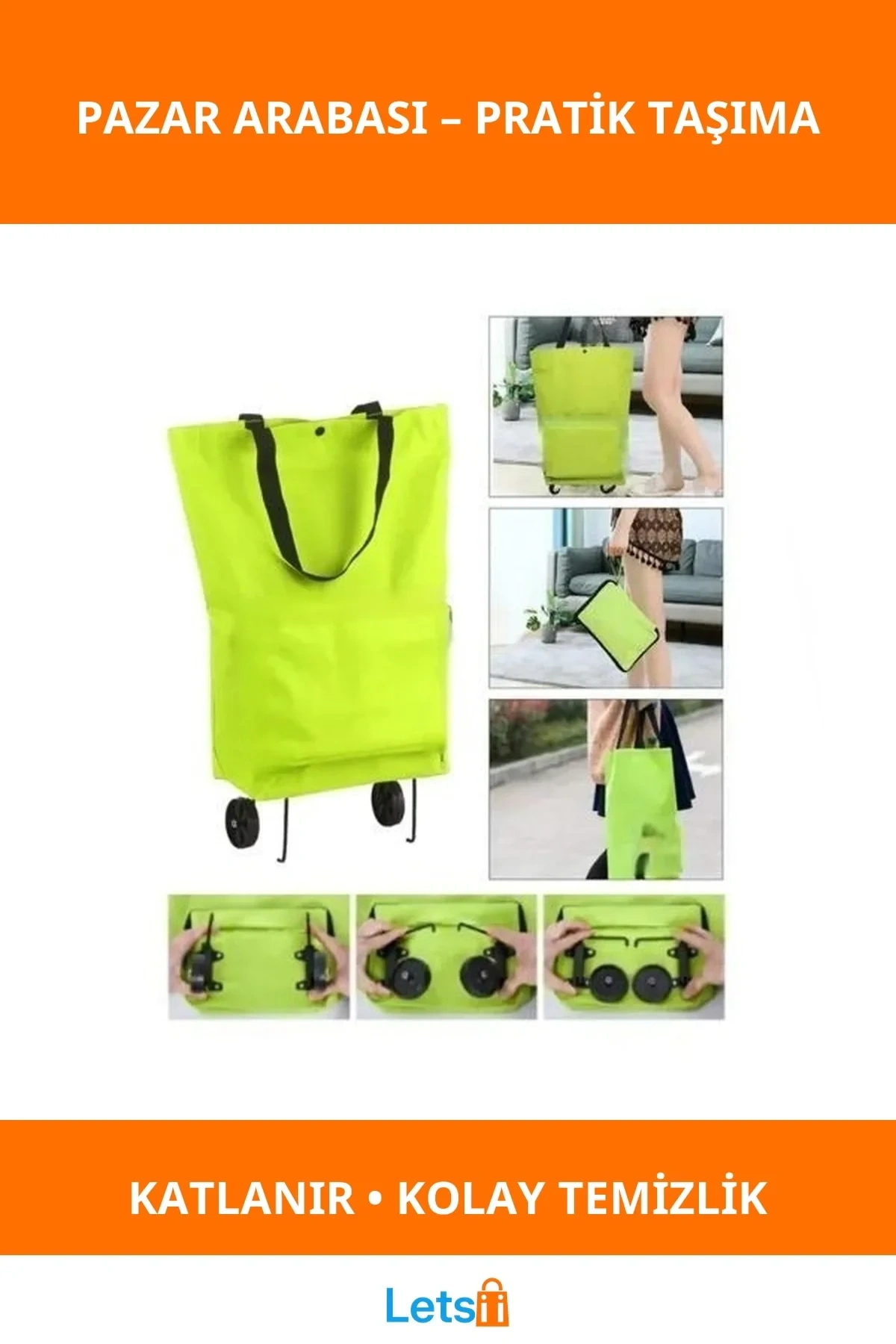 Katlanabilir Pratik Pazar Arabası Taşıma Yardımcısı