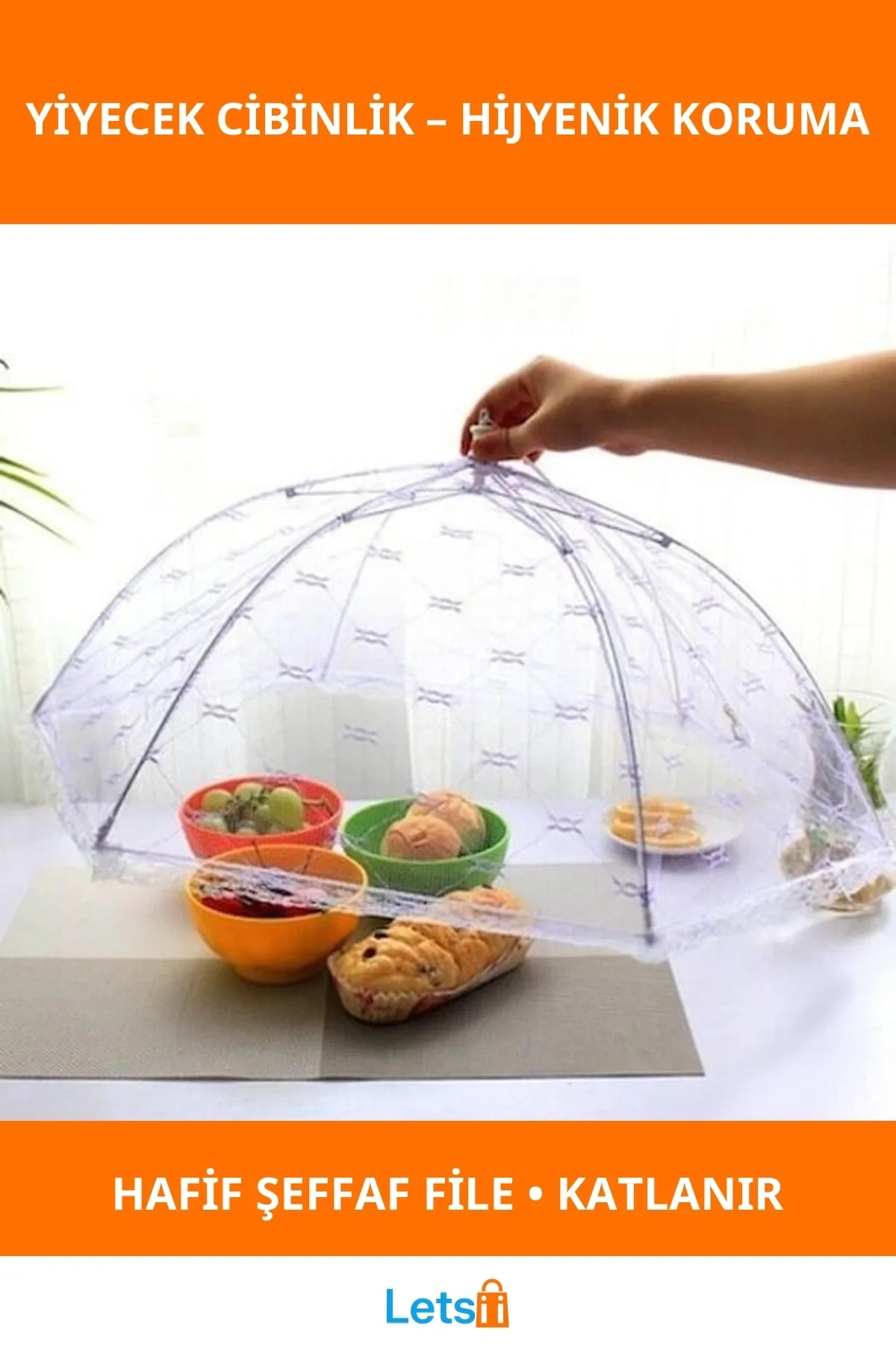 Katlanır Yiyecek Koruyucu Cibinlik Sinek ve Toz Koruma