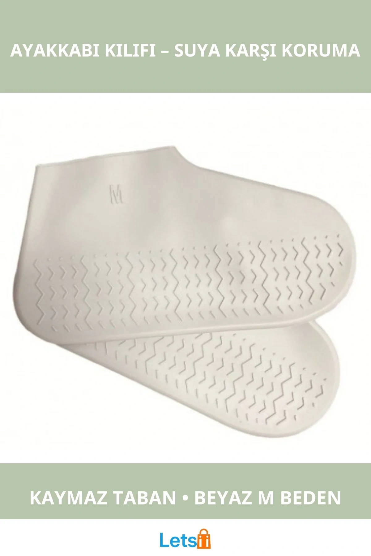 Kaymaz Su Geçirmez Silikon Ayakkabı Kılıfı M Beden Beyaz