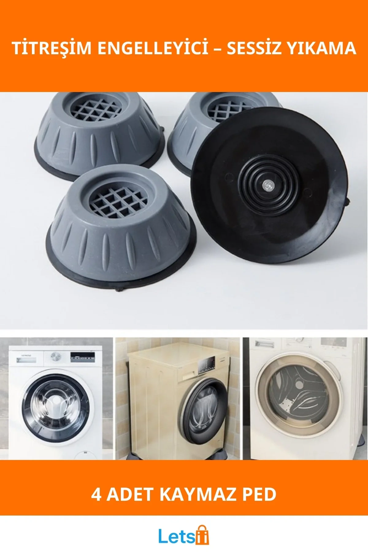 Kaymaz Titreşim Engelleyici Anti Titreşim Pedi Çamaşır Makinesi Yükseltici 4 cm