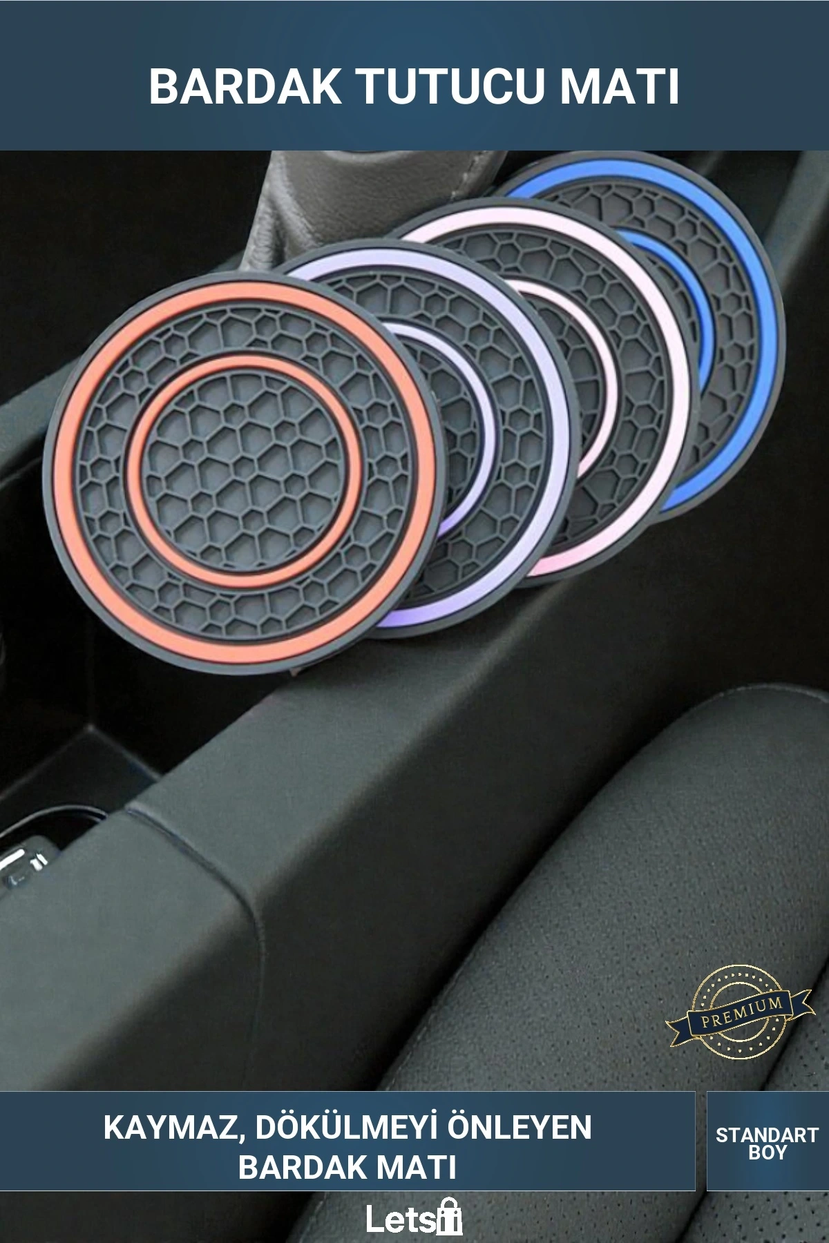 Kaymaz Yüzeyli Araç İçi Bardak Tutucu Matı