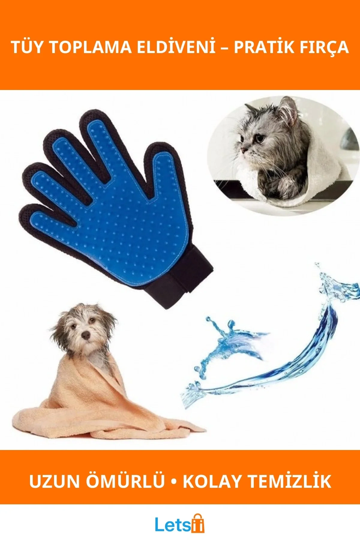 Kedi Köpek Tüy Toplama Eldiveni Pratik ve Kullanışlı