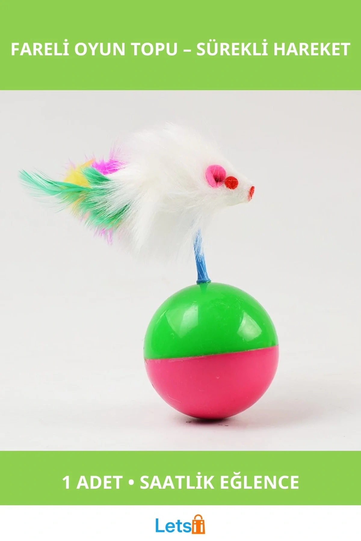 Kedi Oyun Topu Fareli Hacı Yatmaz Eşsiz Eğlence Oyuncağı