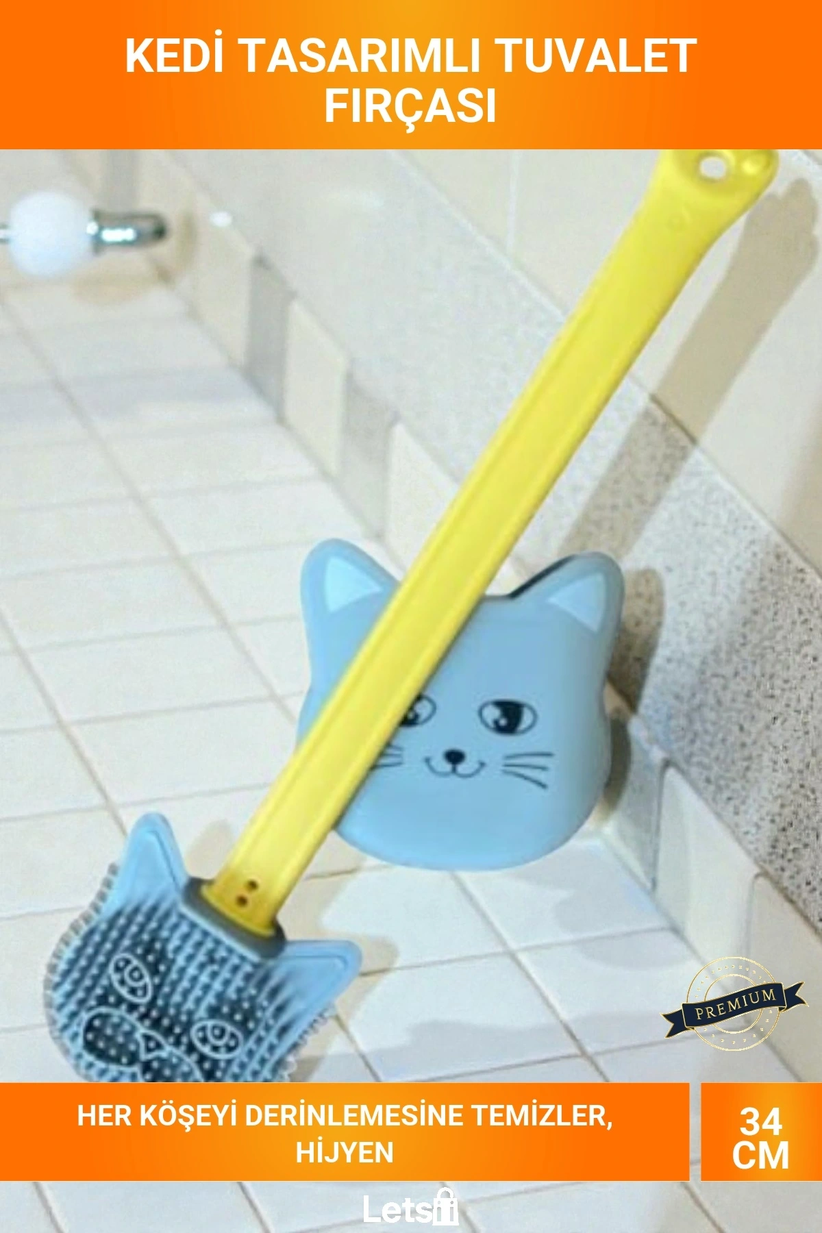 Kedi Tasarımlı Ergonomik Tuvalet Fırçası WC Temizleme Fırçası