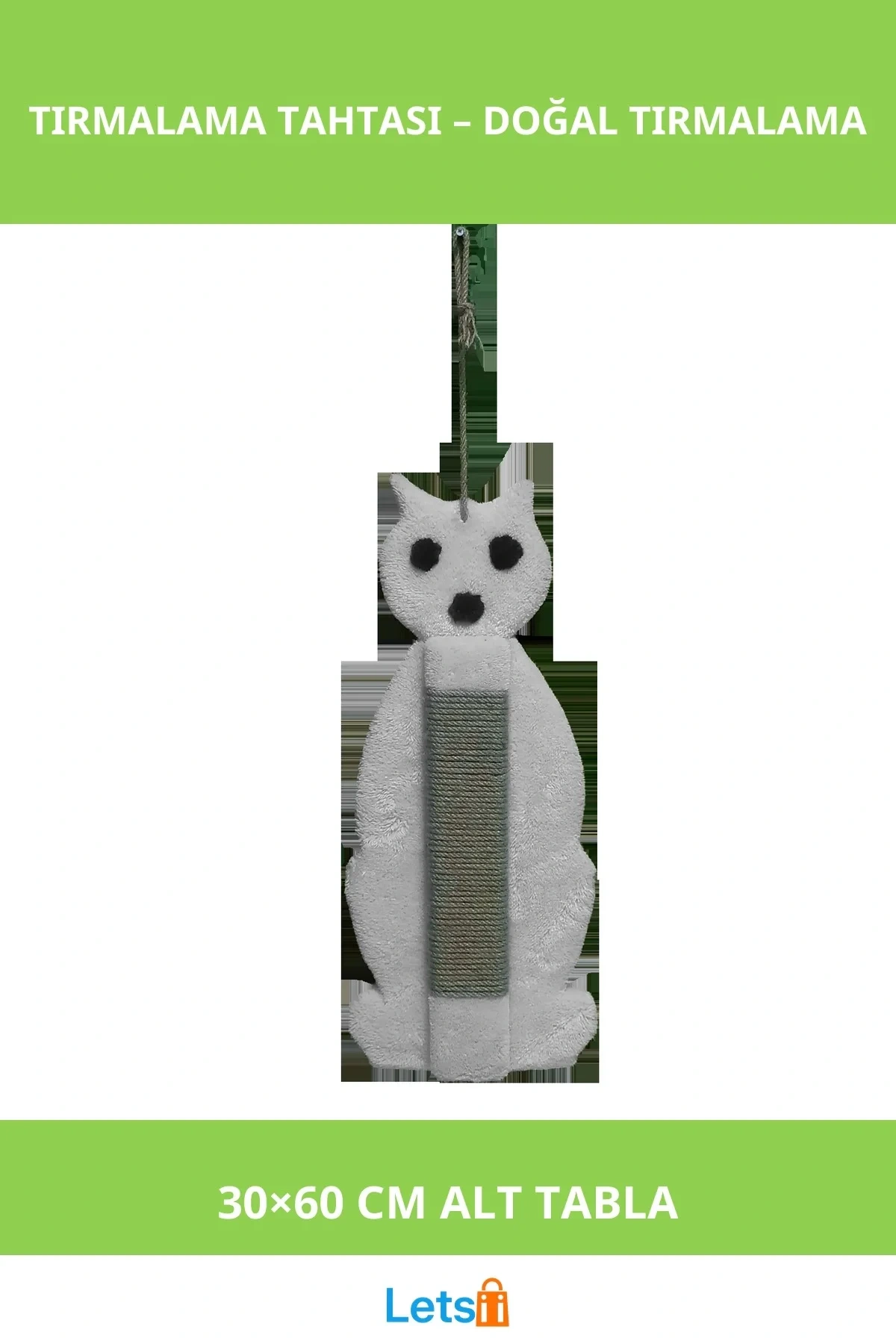 Kedi Temalı Jüt İp Tırmalama Tahtası 30x60 cm Yumuşak Welsoft Kumaş